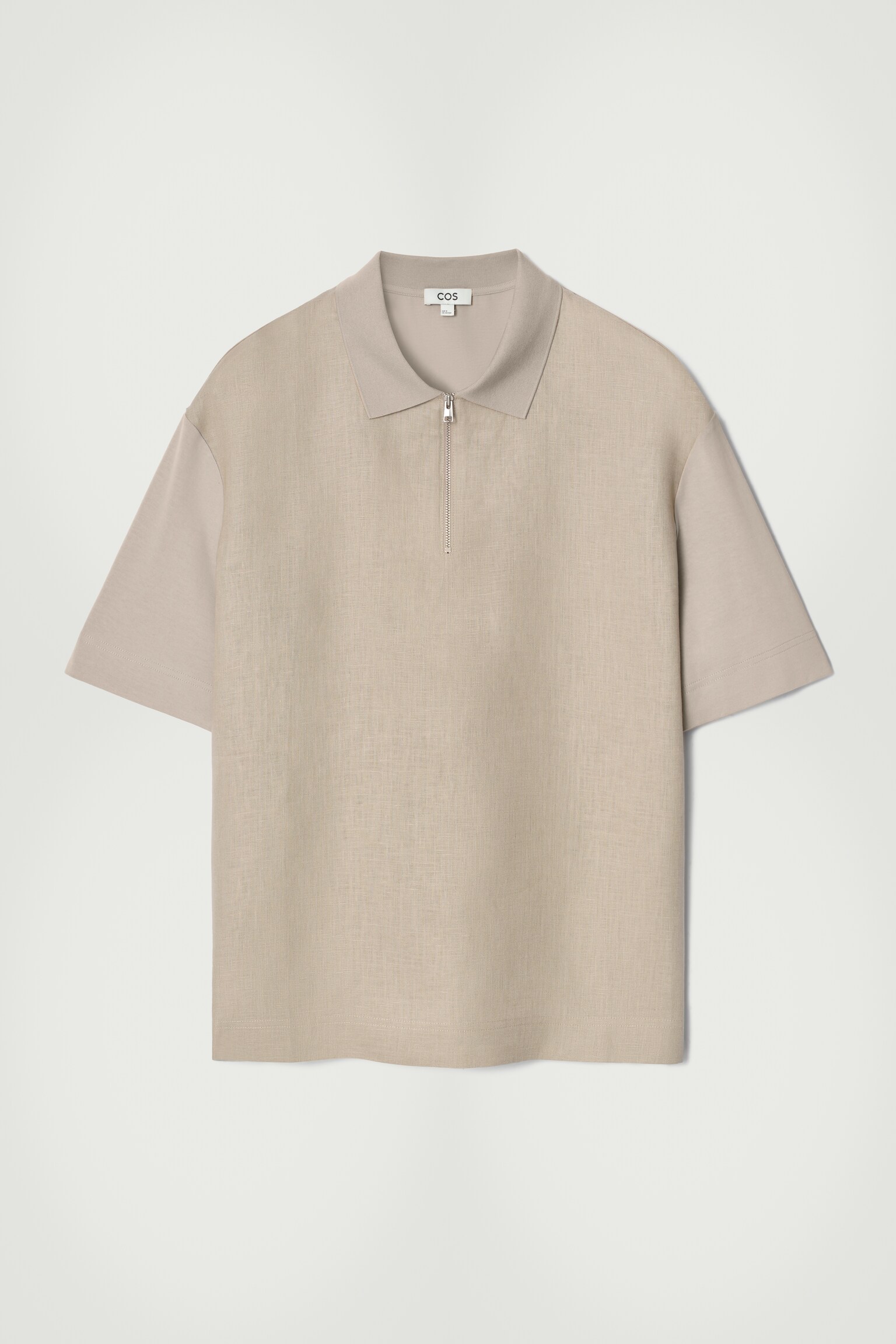 POLO DE LINO CON MEDIA CREMALLERA - TOPO/NEGRO - 1