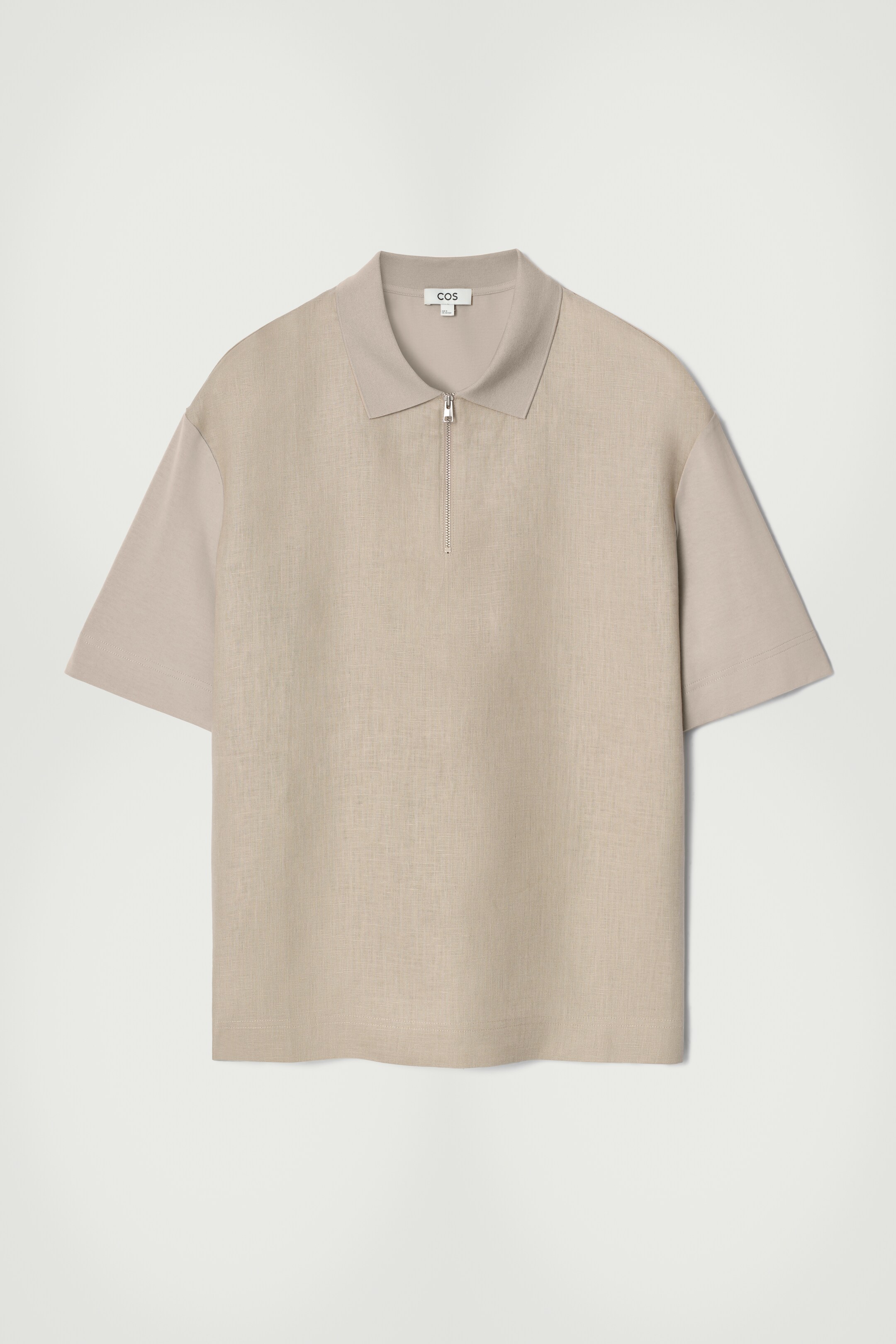 Agrandir l'image: POLO DEMI-ZIPPÉ À PANNEAU CONTRASTÉ EN LIN - TAUPE - HOMME | H&M FR 6