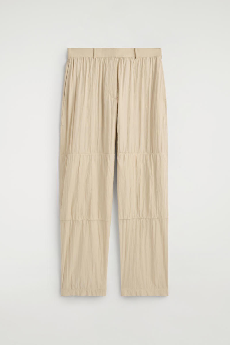 Crinkled-Silk Straight-Leg Pants