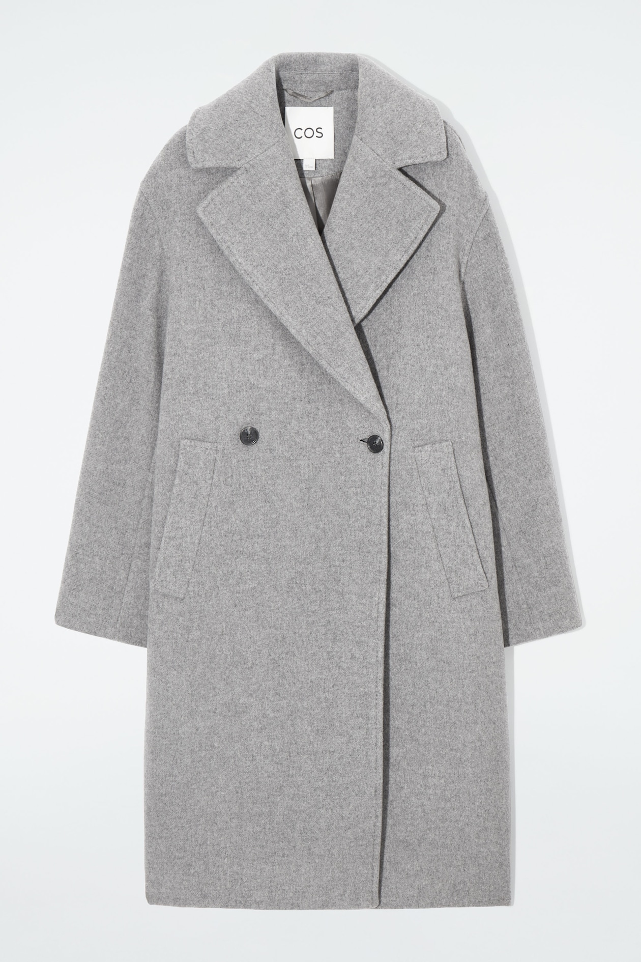 OVERSIZED DOUBLE-BREASTED WOOL COAT GREY COS