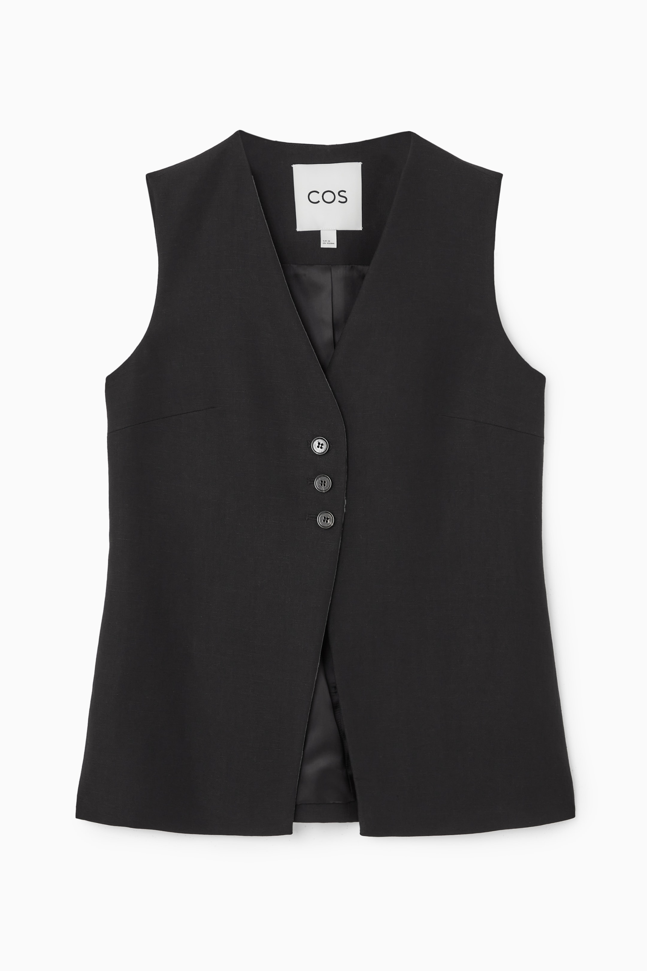 Ingrandisci l'immagine: LONGLINE LINEN-BLEND WAISTCOAT - BLACK - DONNA | H&M CH 1