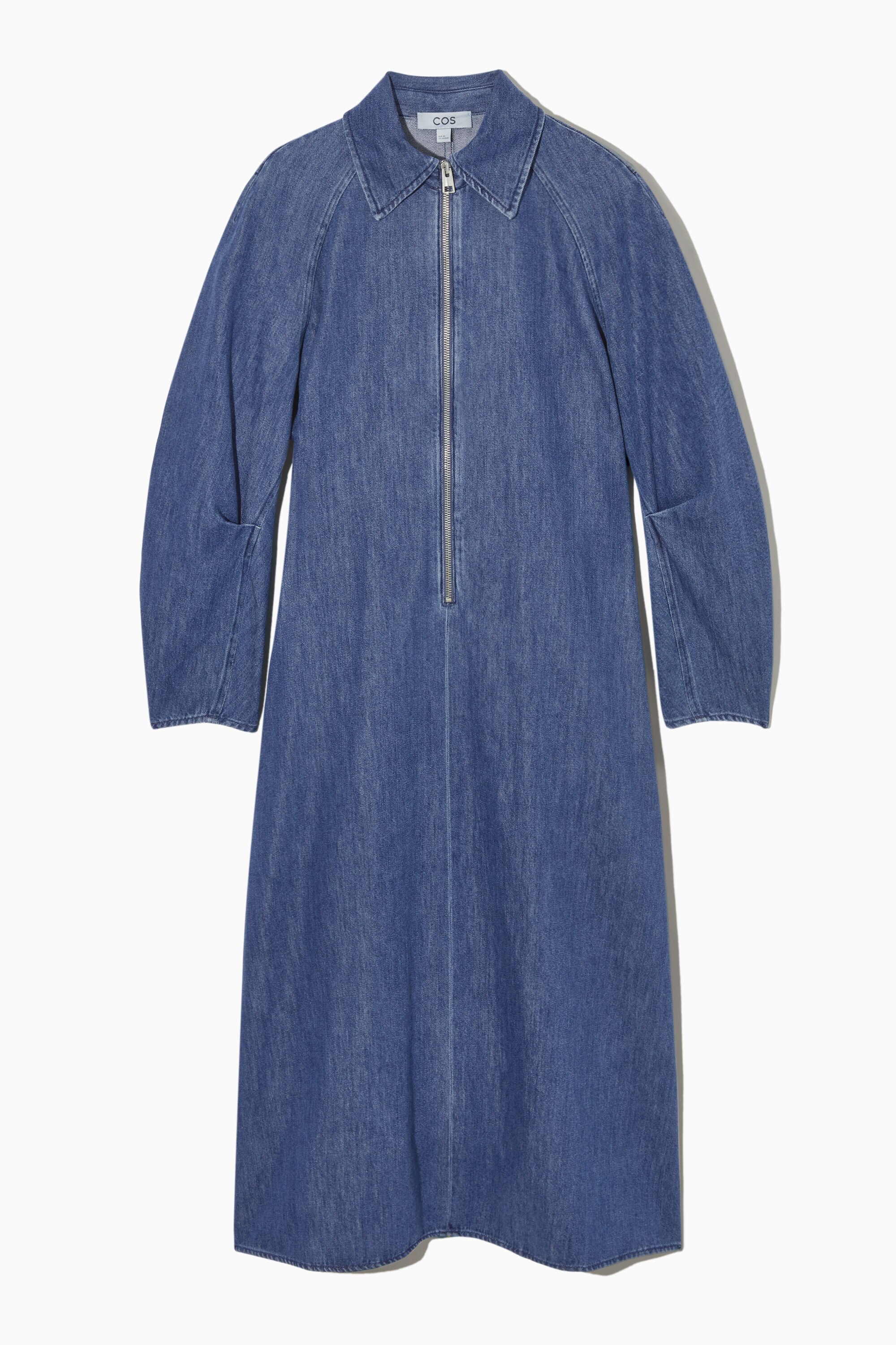 【新品未使用】MoLモル Half length denim ネイビー free HALF-ZIP DENIM MIDI DRESS - BLUE | COS