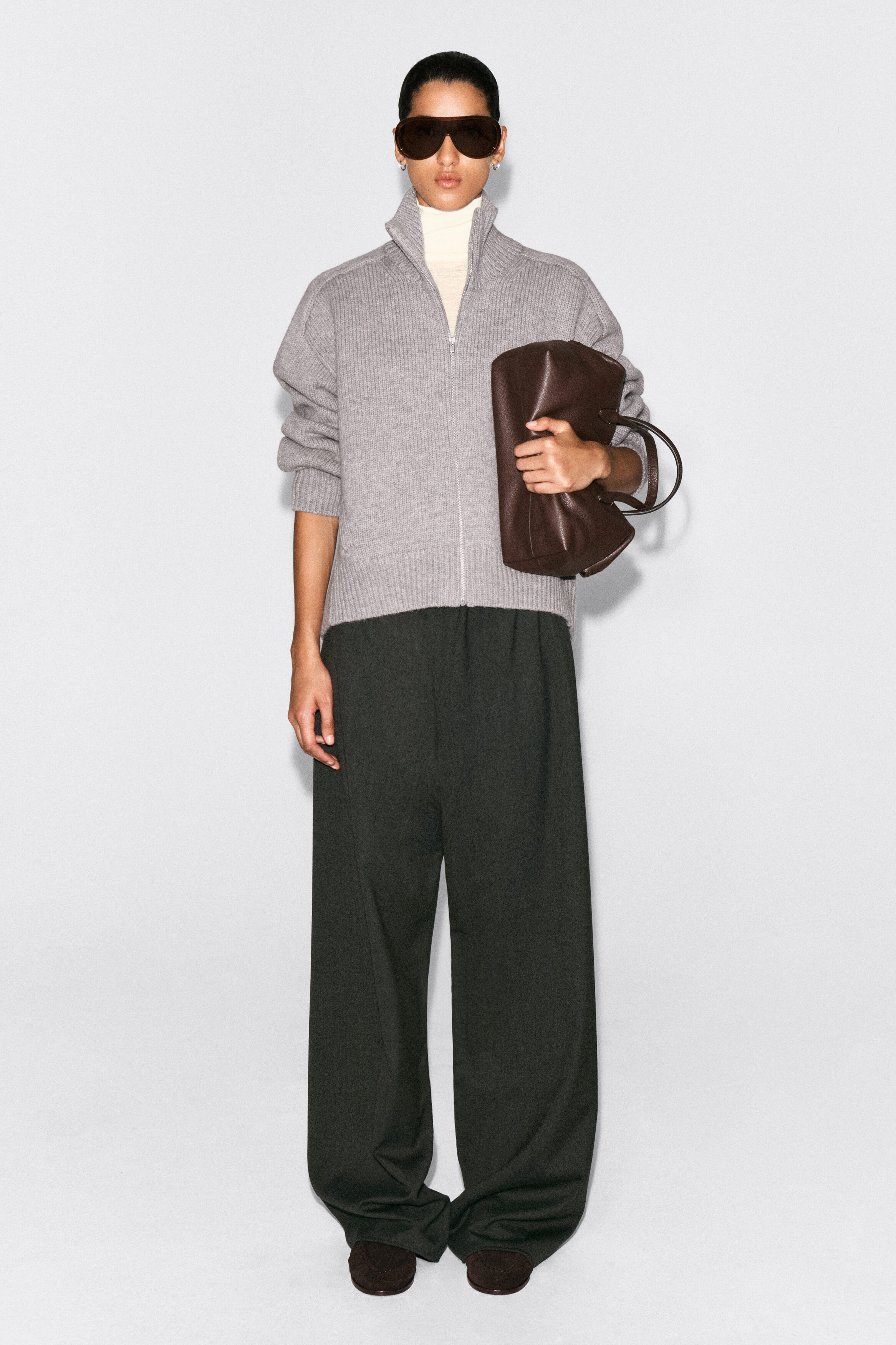 ROUNDED WOOL MOCK-NECK ZIP-UP JACKET - thumbnail 8