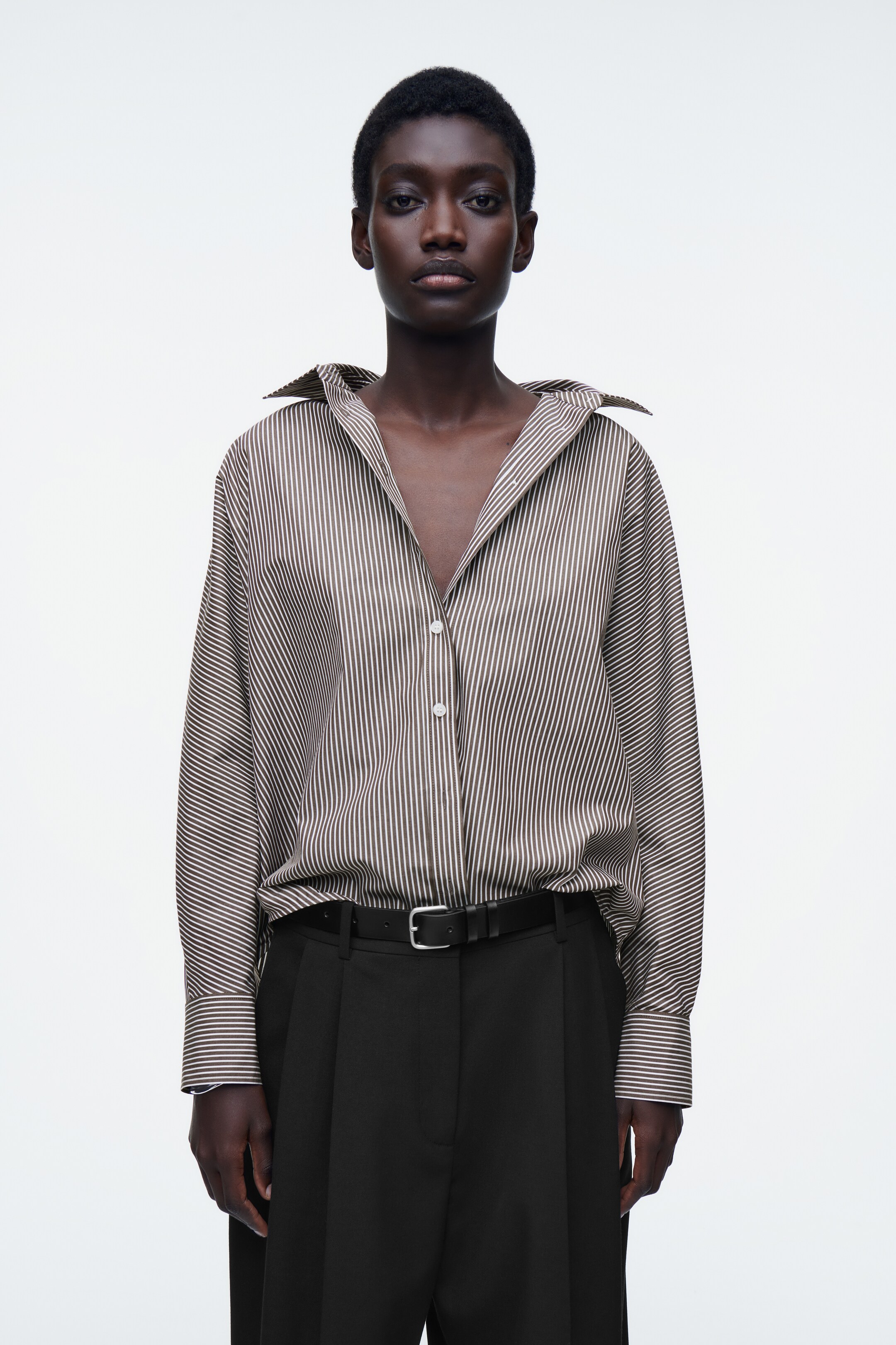 Agrandir l'image: CHEMISE DÉCONTRACTÉE EN COTON - BRUN / BLANC / RAYURES - FEMME | H&M FR 1