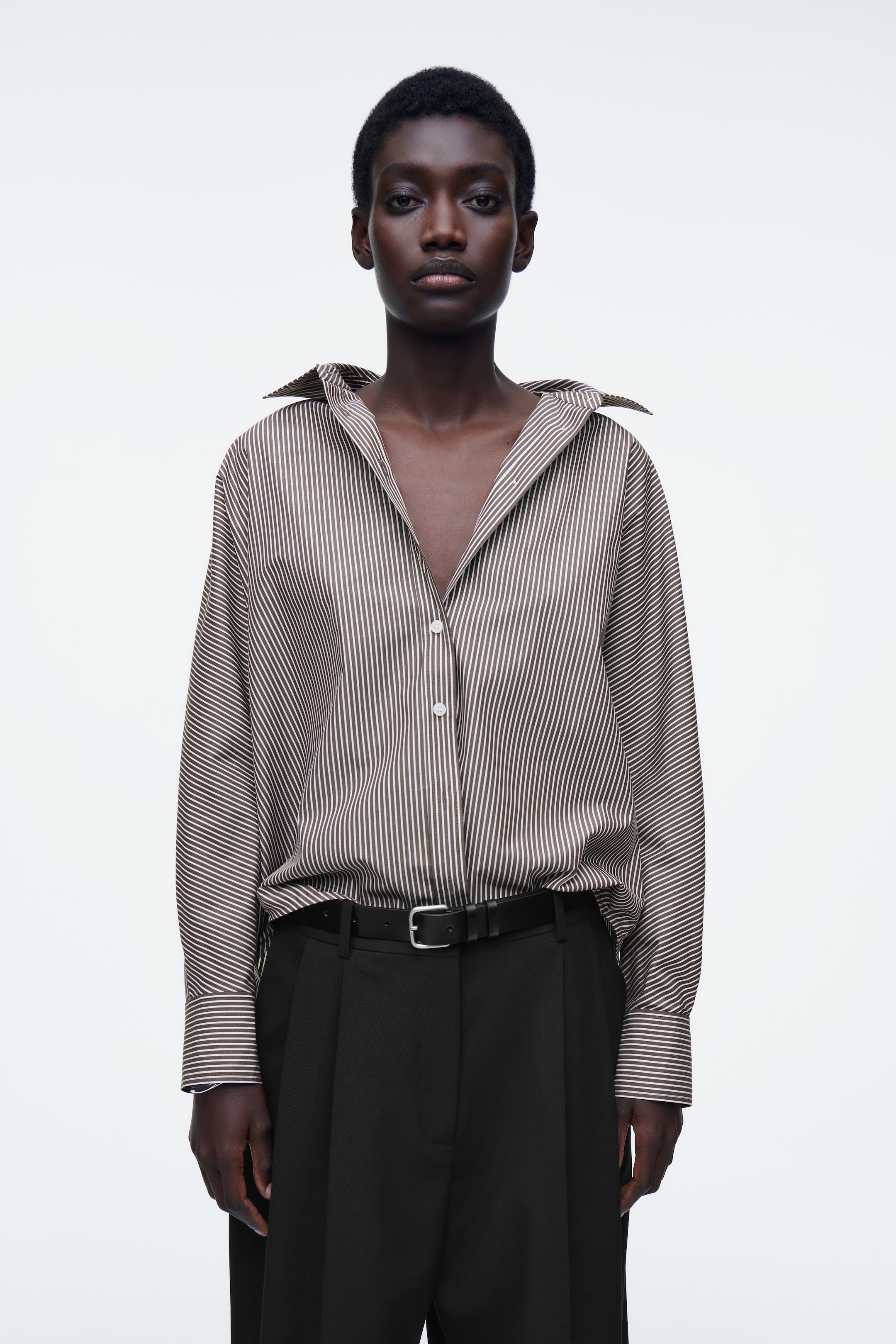 Grösseres Bild ansehen: LÄSSIGES BAUMWOLL-HEMD - BRAUN/WEISS /GESTREIFT - DAMEN | H&M CH 1