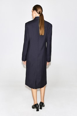 WOOL DOUBLE-BREASTED LONGLINE BLAZER — NAVY 4