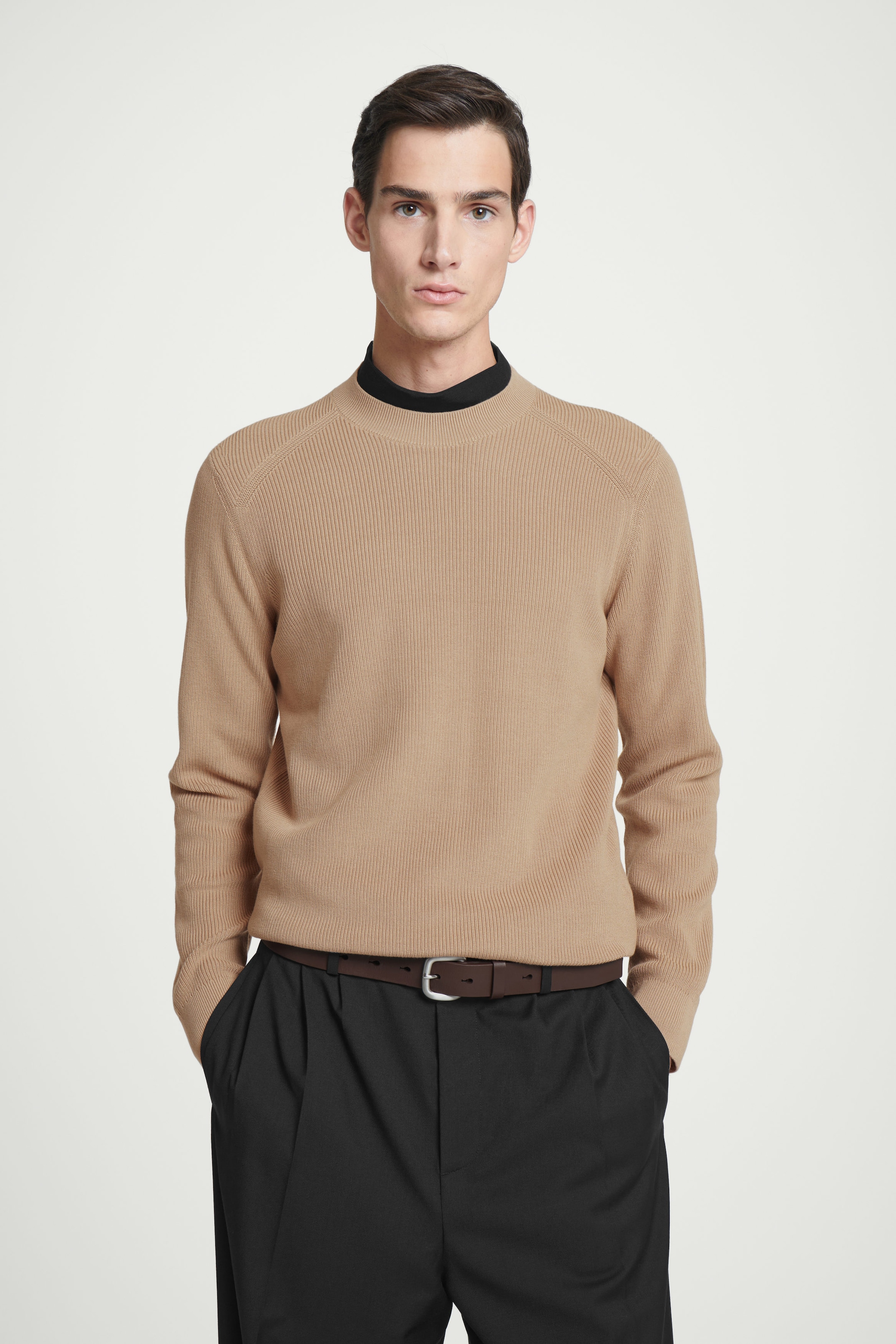 REGULAR RIBBED-KNIT COTTON JUMPER