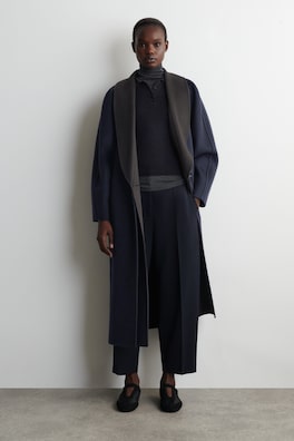 WOOL-BLEND BARREL-LEG TROUSERS — NAVY 3