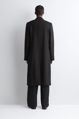 DOUBLE-BREASTED WOOL-BLEND LONG COAT — CHARCOAL MÉLANGE 4