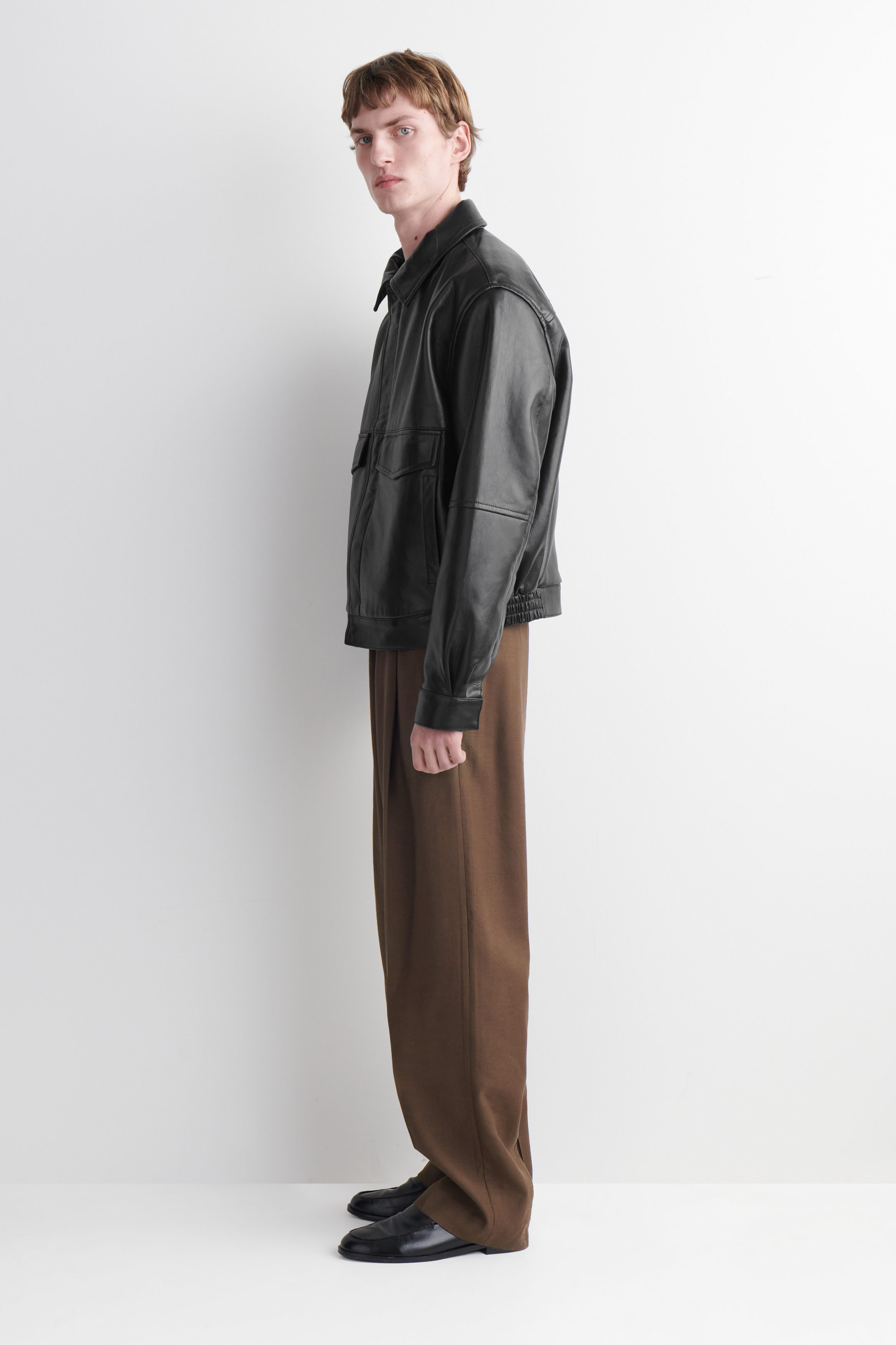 LEATHER BLOUSON JACKET - BLACK | COS US