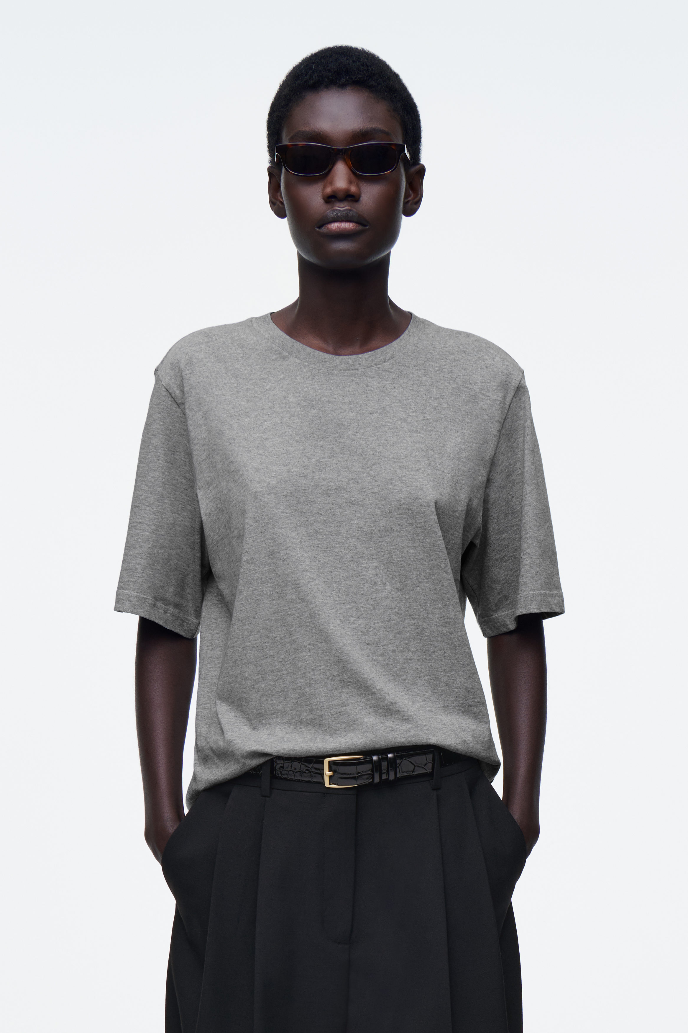 Tシャツ・カットソー RONRON FIGURE SHAPE APPLIQUE T SHIRT GREY RR25BST4225GR グレー（灰色）系 RONRON(ロンロン) Tシャツ・カットソー