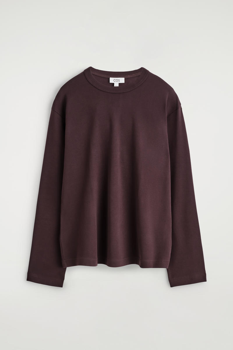 Cos T-shirt A Maniche Lunghe In Jersey Interlock In Rosso In Red