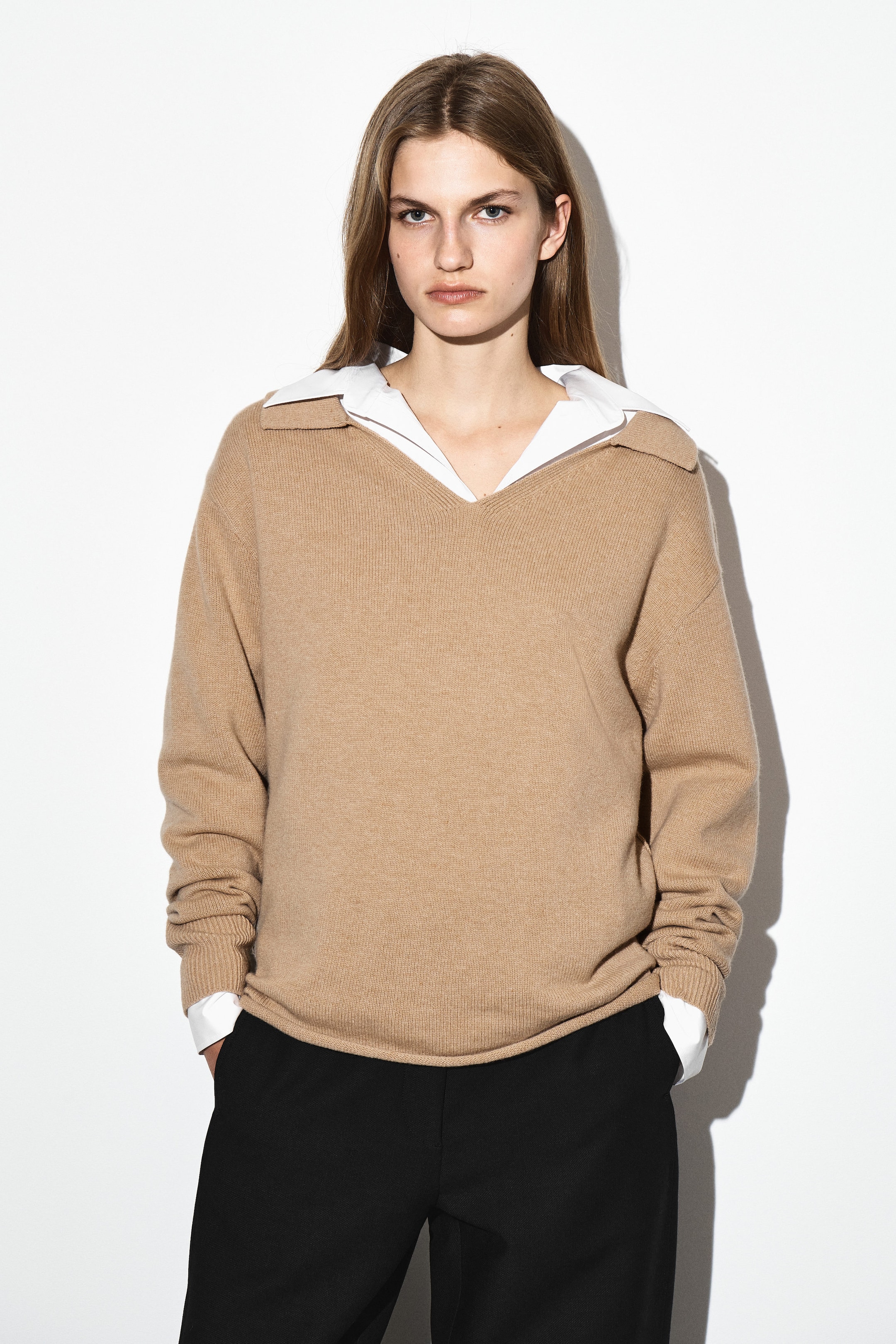 MERINO WOOL POLO SWEATER