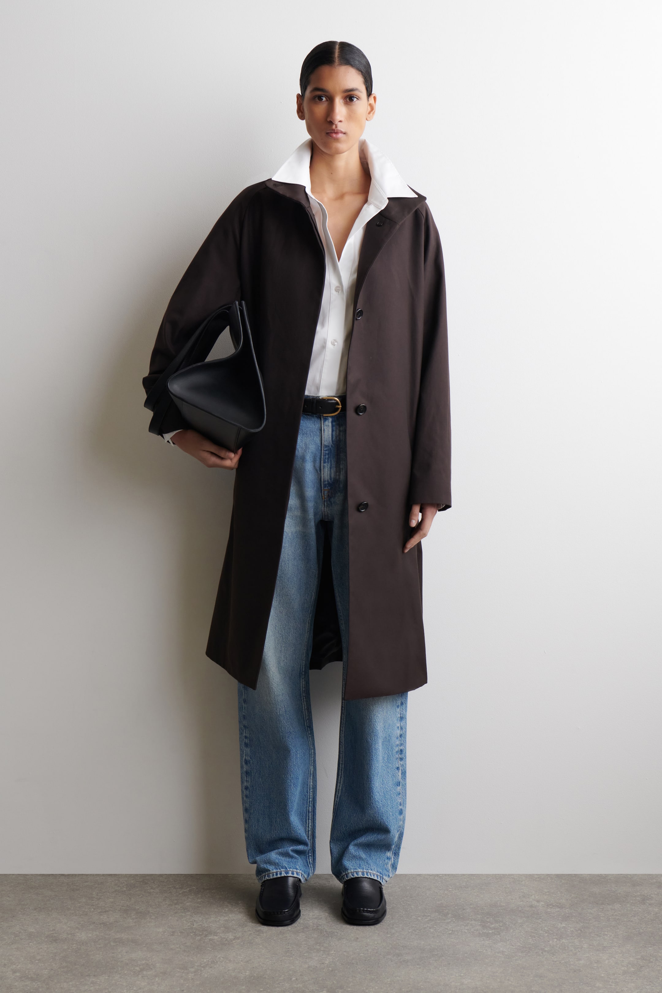 Agrandir l'image: MOCASSINS EN CUIR À TALON ET BOUT CARRÉ - NOIR - FEMME | H&M FR 1