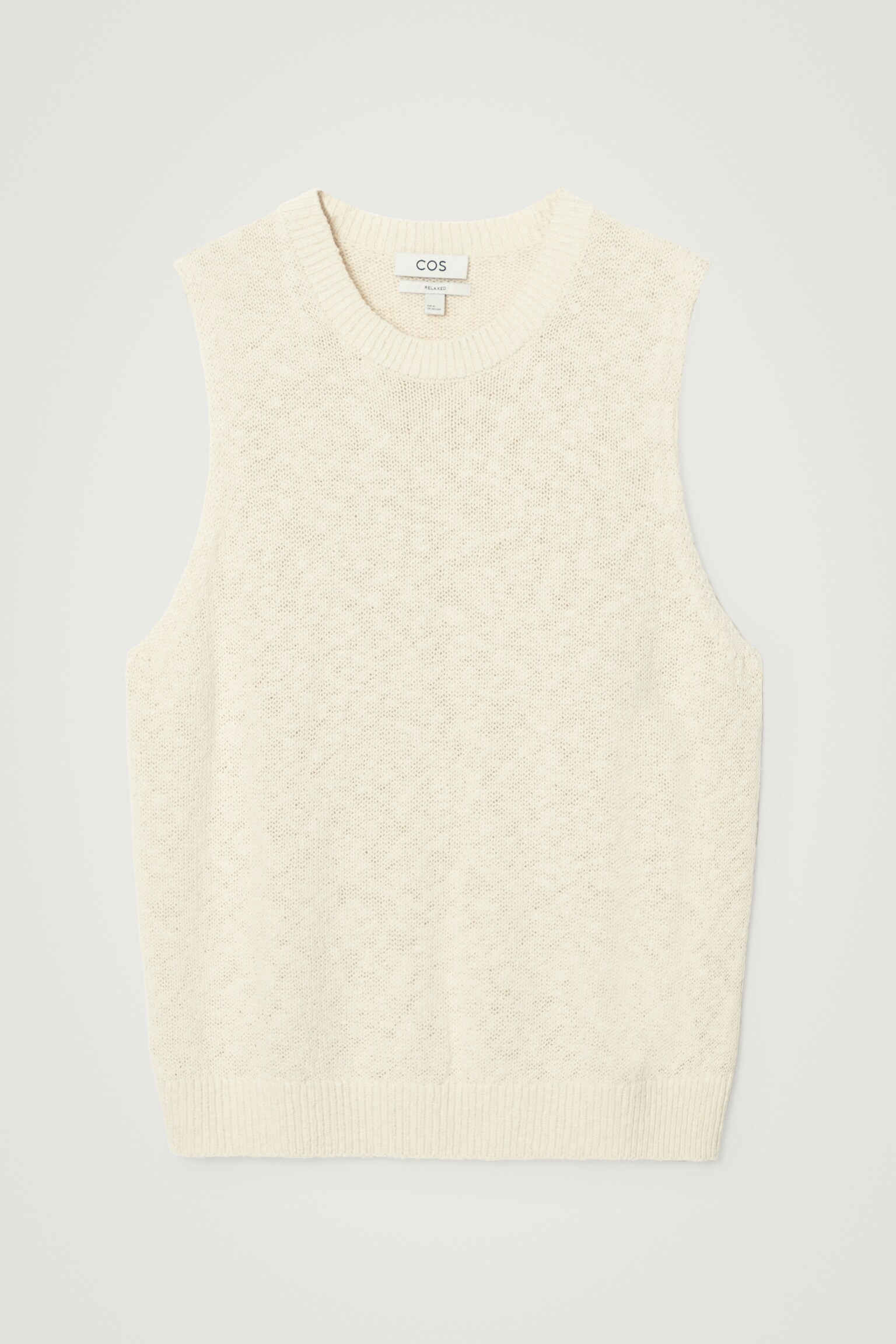 RELAXED MÉLANGE-KNIT COTTON VEST - OATMEAL MÉLANGE/BLUE MÉLANGE - 1