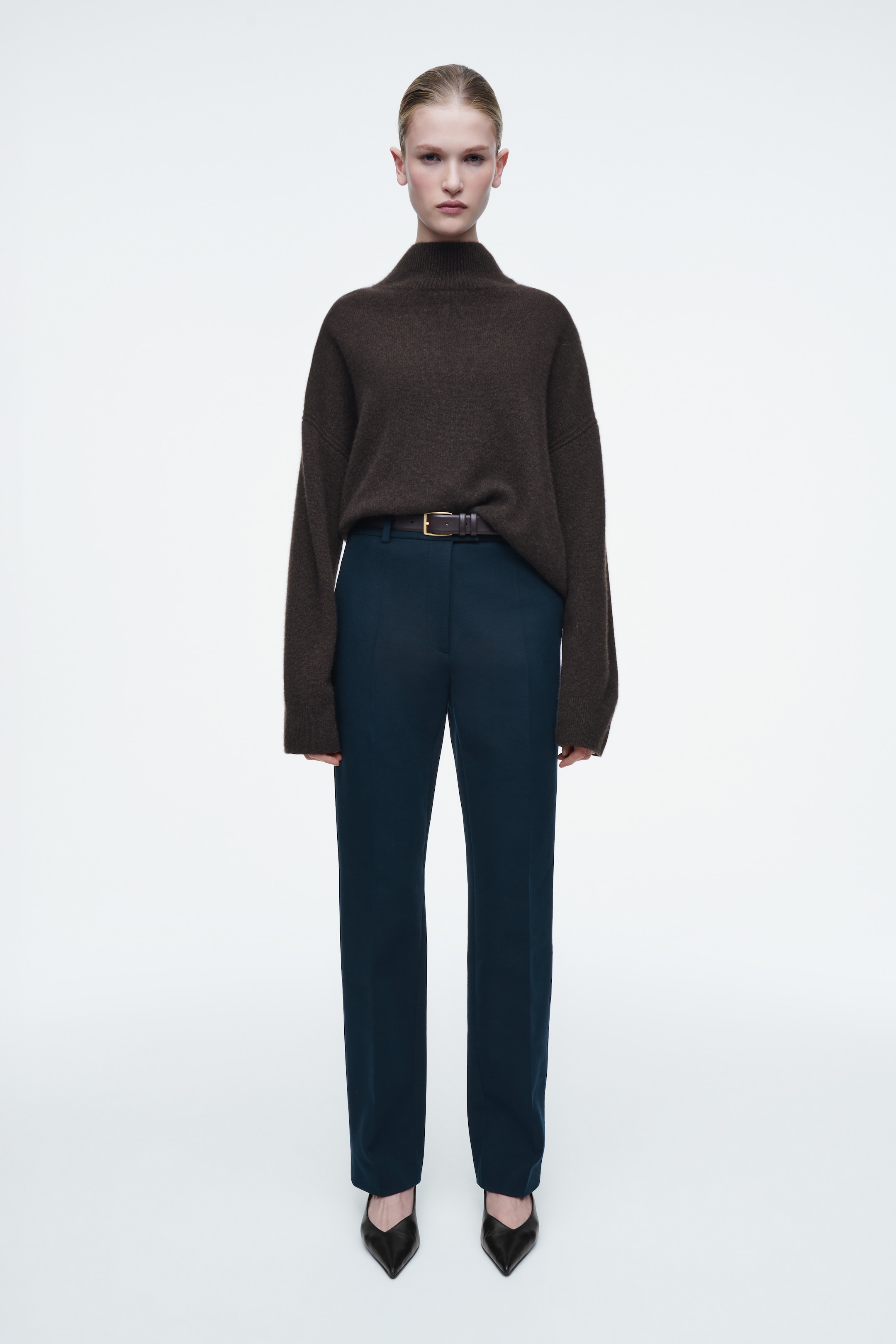 View larger image: REGULAR COTTON SLIM-LEG TROUSERS - NAVY - Ladies | H&M GB 1