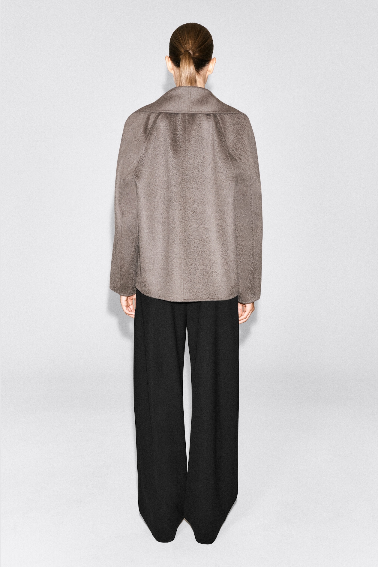 DOUBLE-FACED CASHMERE BOMBER JACKET — STONE