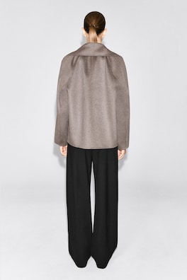 DOUBLE-FACED CASHMERE BOMBER JACKET — STONE 5