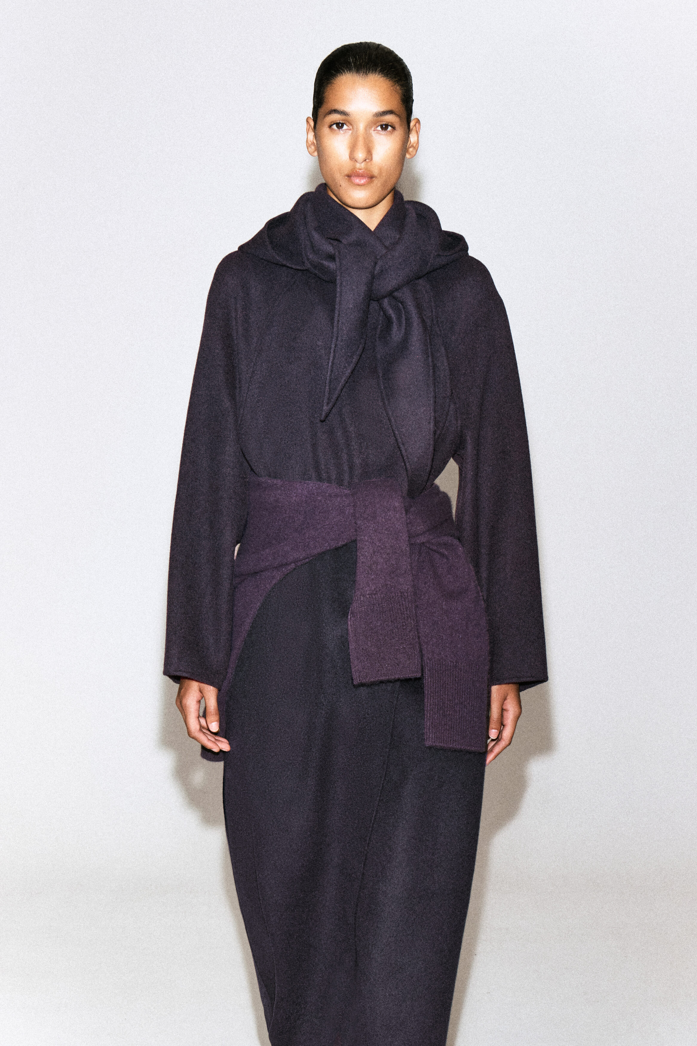 DOUBLE-FACED WOOL-BLEND HOOD - AUBERGINE | COS US