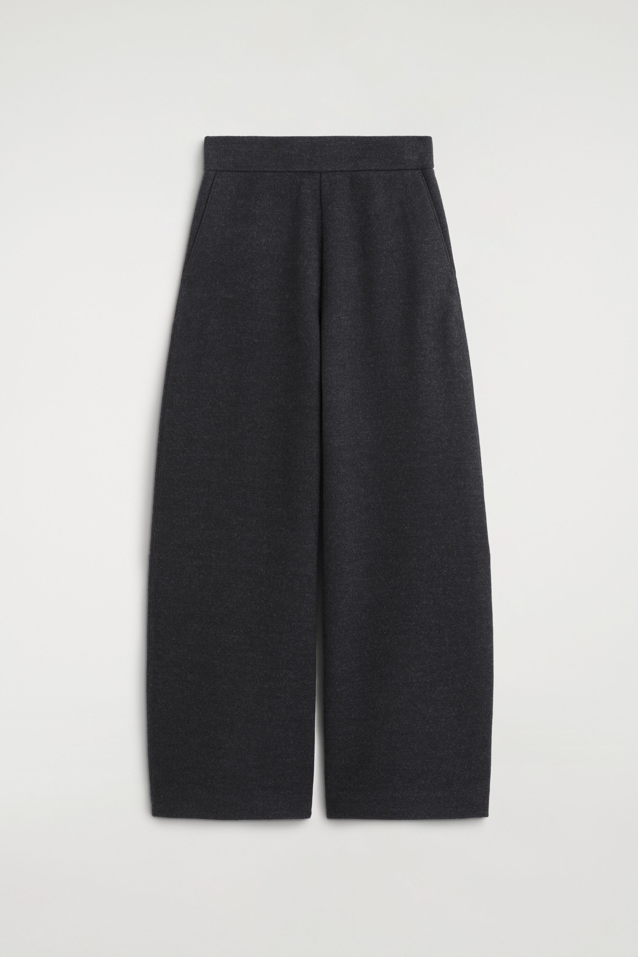 BOILED WOOL-BLEND BARREL-LEG PANTS