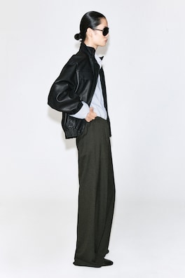 WOOL-BLEND WIDE-LEG PANTS — DARK GRAY 4