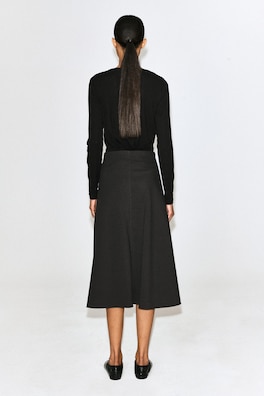 TWIST-DETAIL JERSEY MIDI SKIRT — DARK GREEN 3