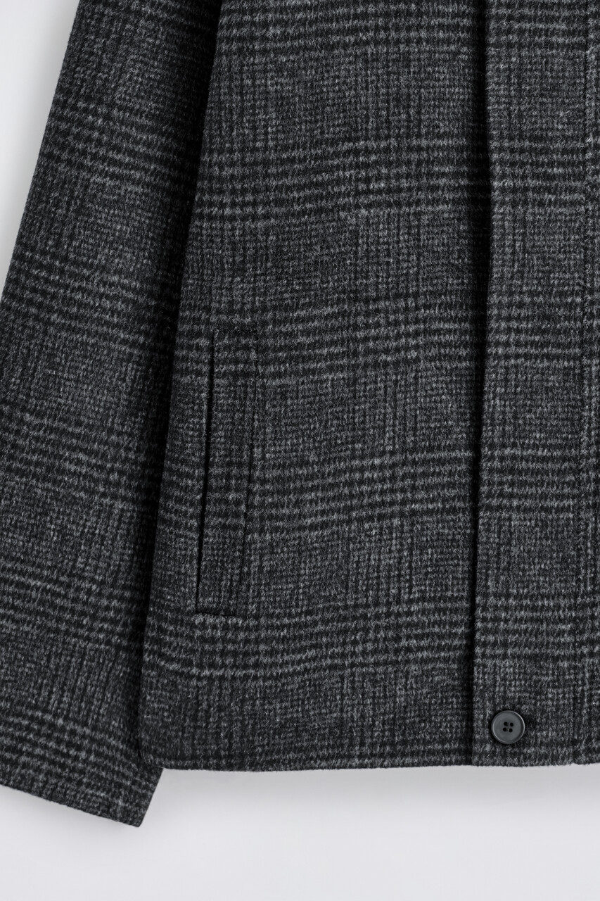 REVERSIBLE CHECKED / HERRINGBONE WOOL SPORTS JACKET - GRAY