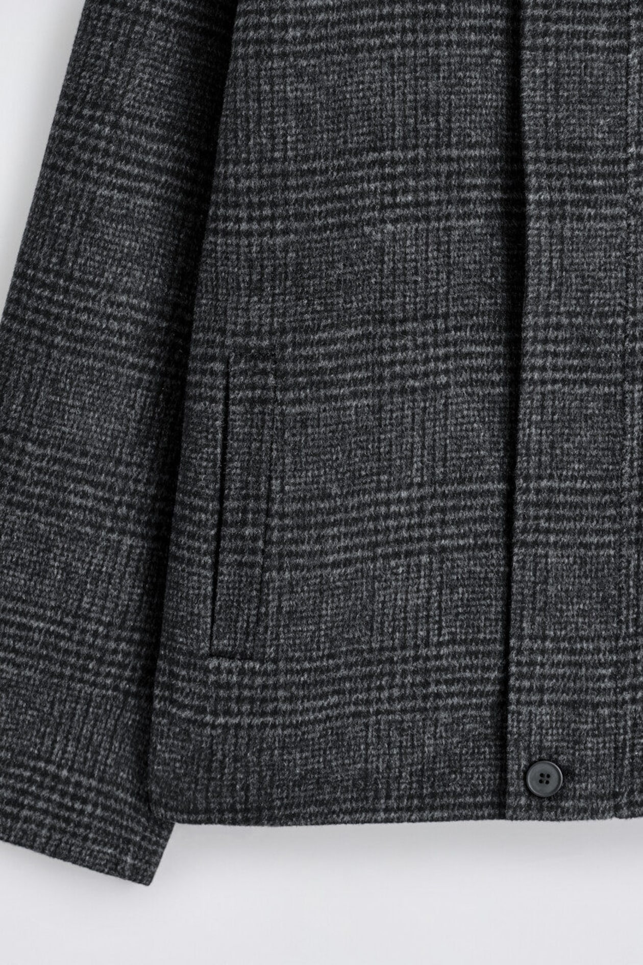REVERSIBLE CHECKED / HERRINGBONE WOOL SPORTS JACKET — GRAY / CHECKED