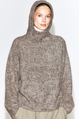 CHUNKY BRUSHED-CASHMERE HOODIE — GRAY MÉLANGE 6