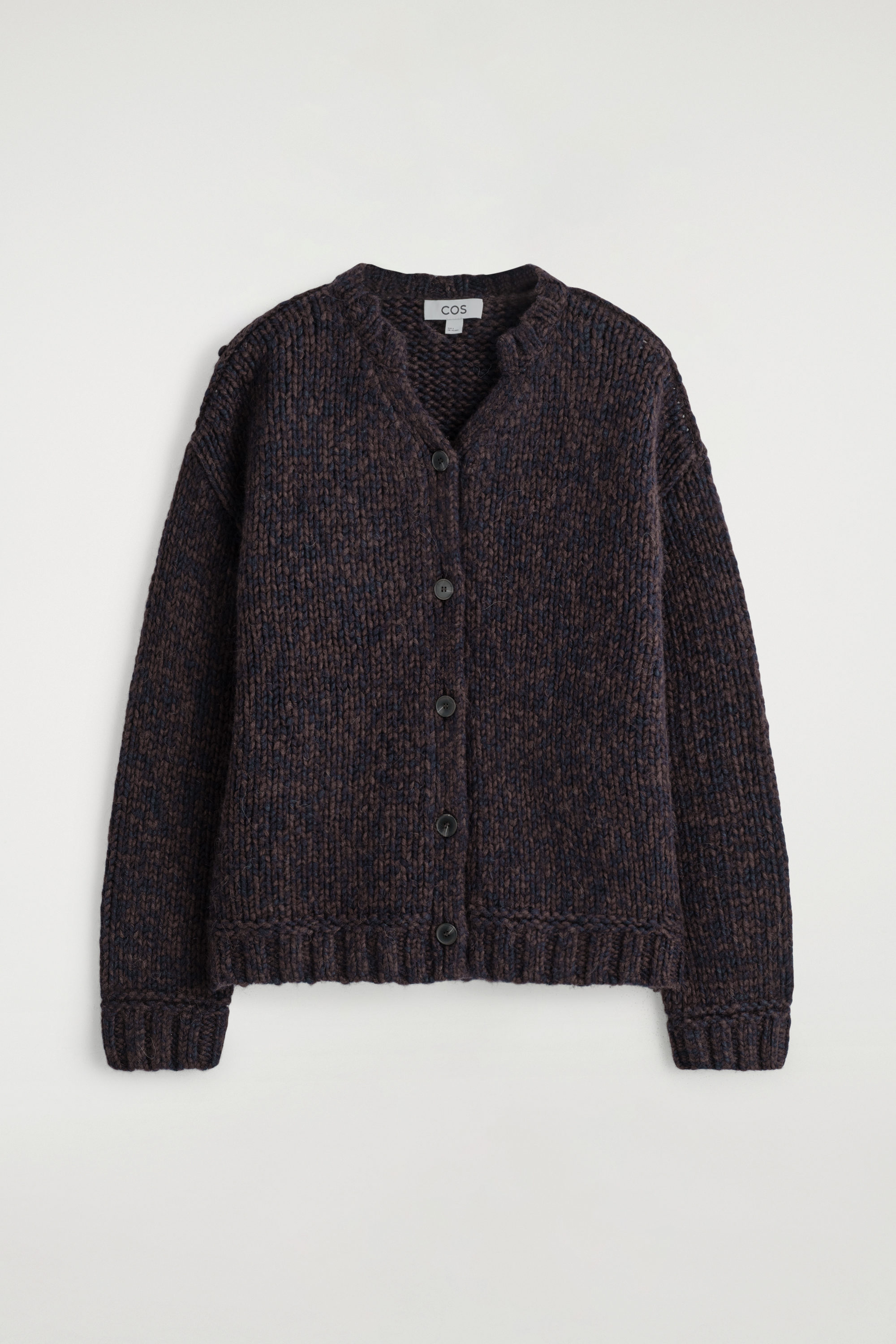 FLECKED CHUNKY WOOL-ALPACA CARDIGAN - BROWN / NAVY | COS US