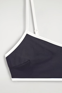 CONTRAST-TRIMMED SCOOP-NECK BIKINI TOP — NAVY / WHITE 4