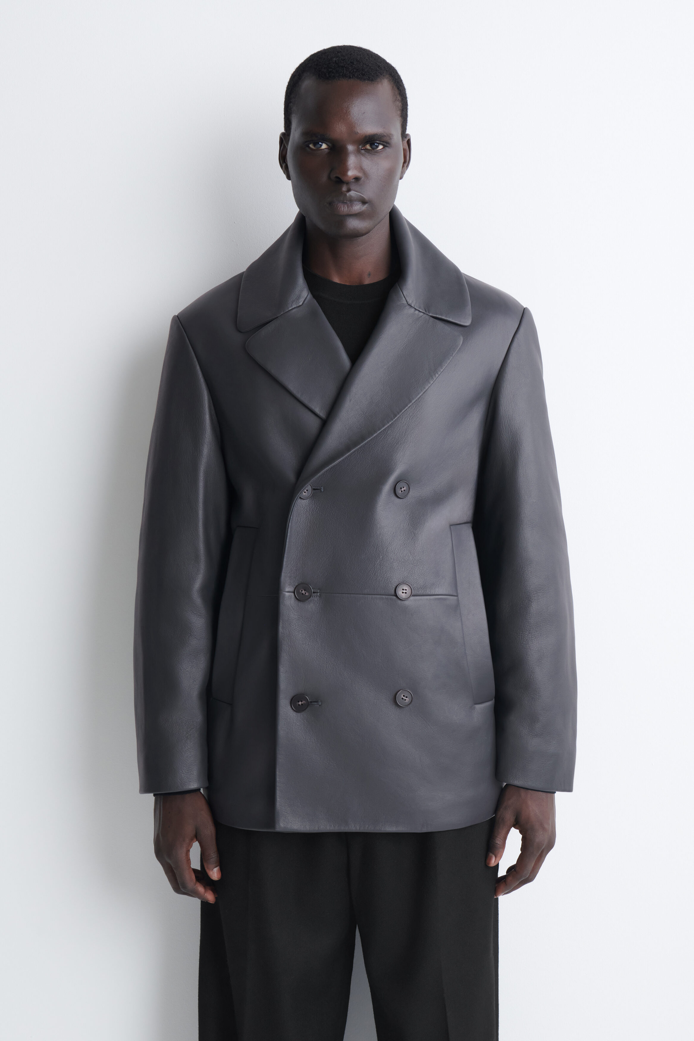 TAILORED PADDED LEATHER COAT - thumbnail 2