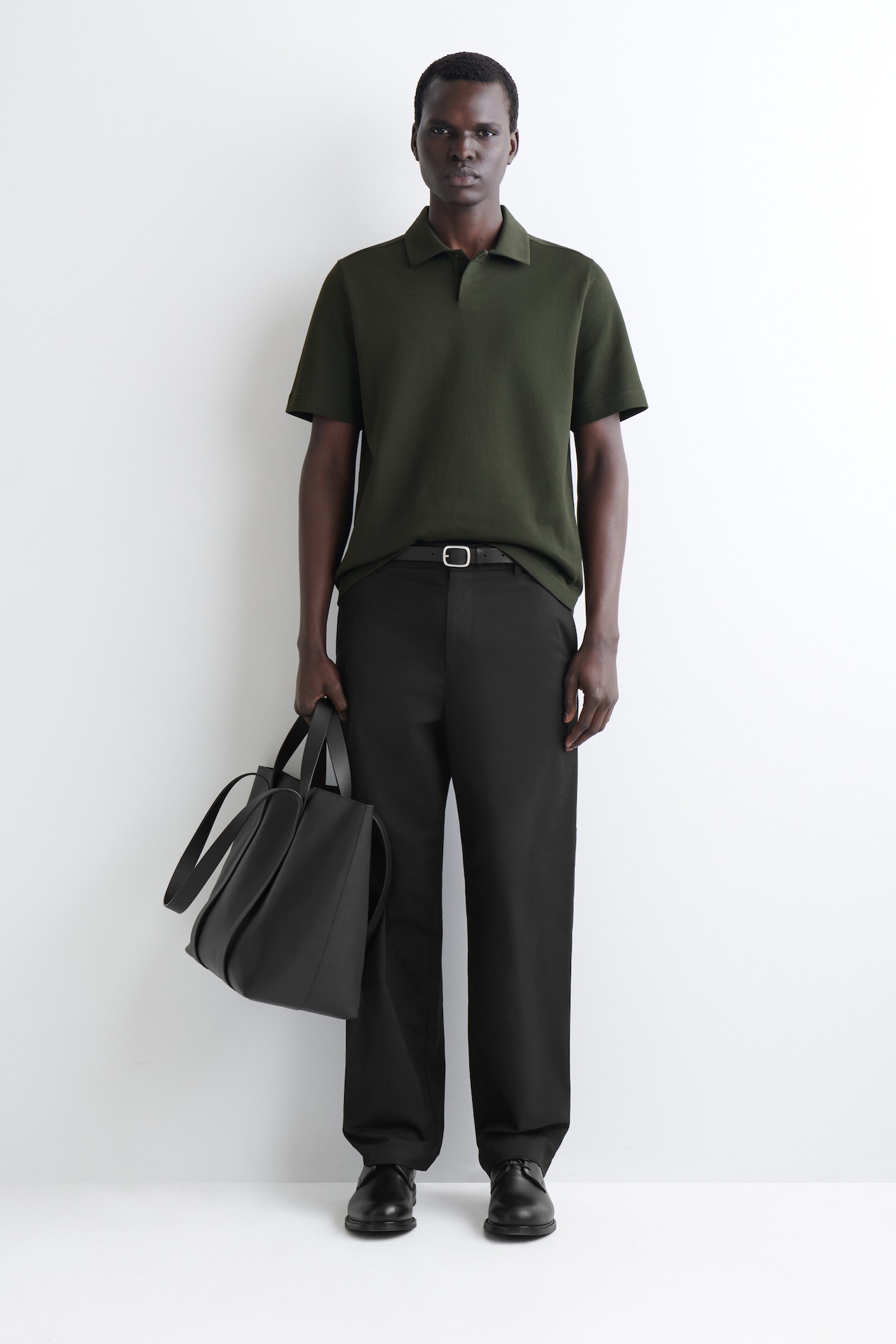 COTTON-PIQUÉ POLO SHIRT — DARK GREEN