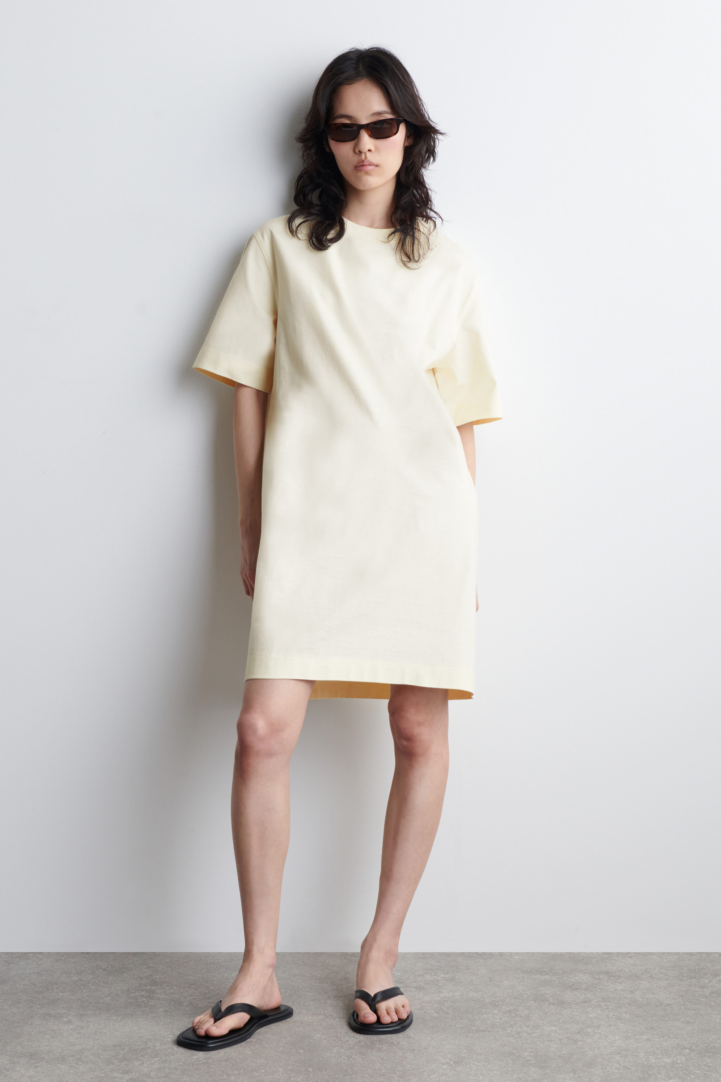 COTTON AND SILK MINI SHIRTドレス COTTON MINI T-SHIRT DRESS - WHITE | COS
