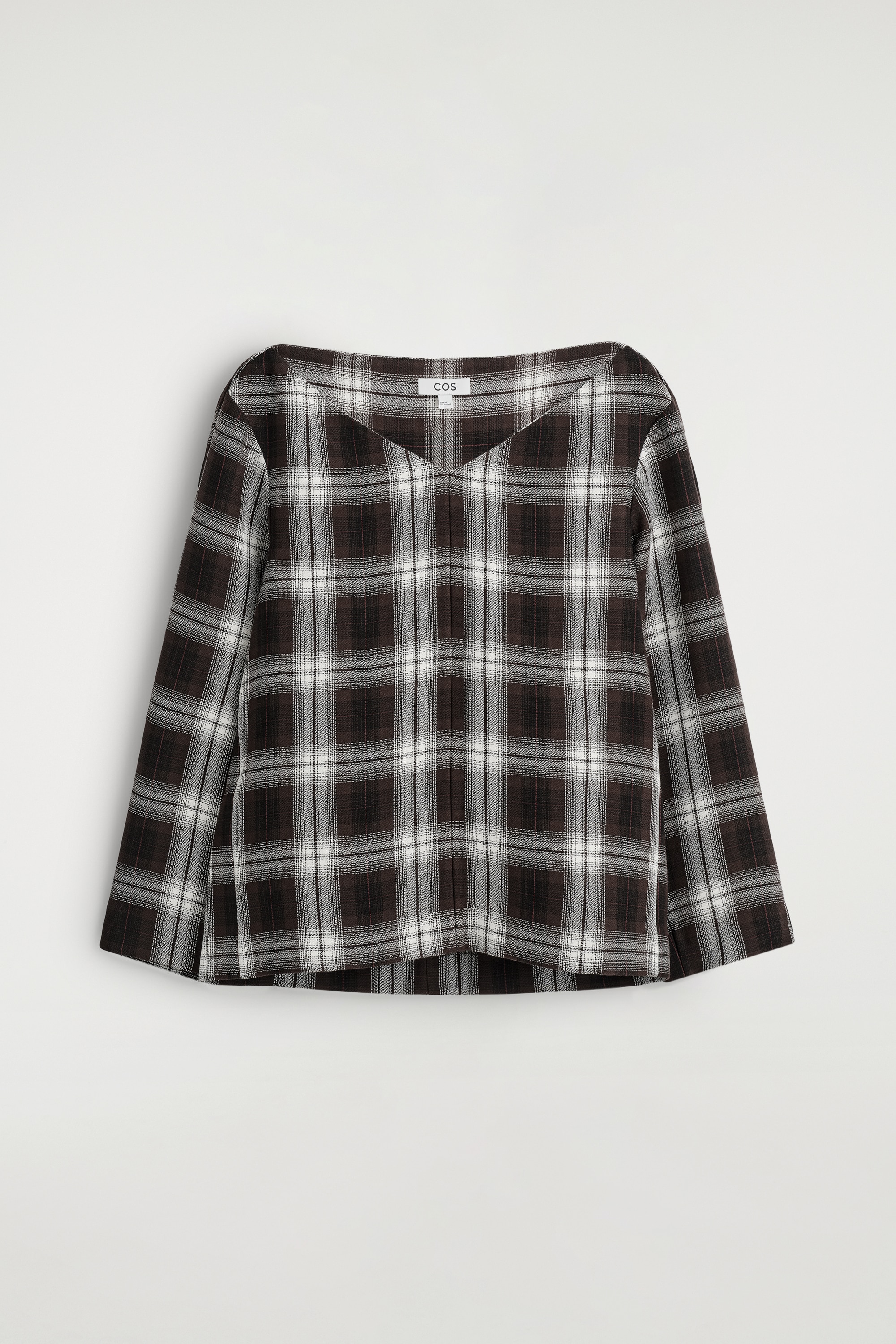 HAUT À CARREAUX ET COL EN V - BORDEAUX / CARREAUX