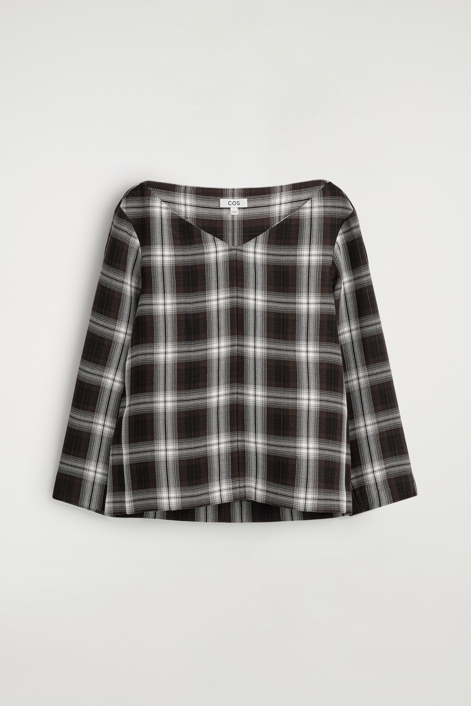 CHECKED V-NECK TOP