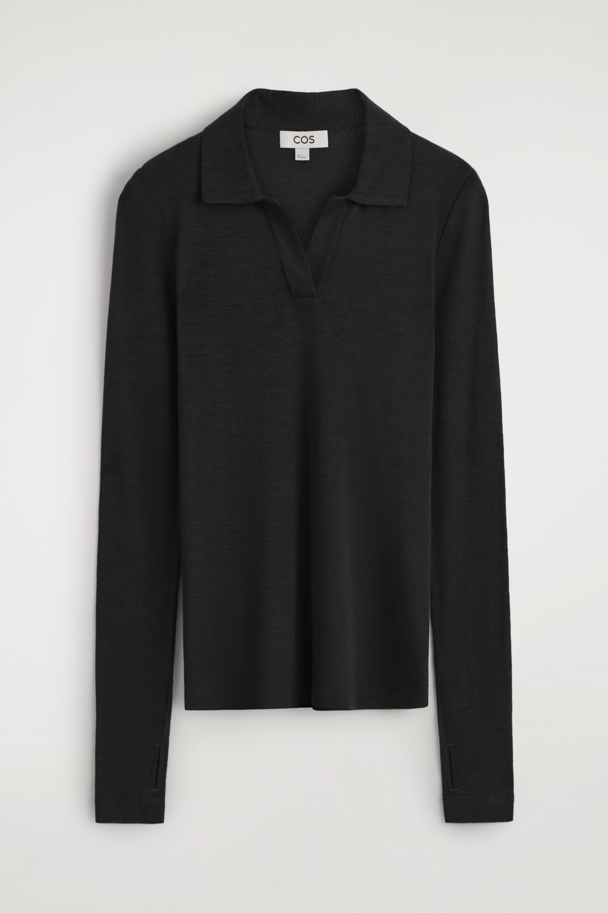 MERINO WOOL POLO SWEATER - BLACK | COS
