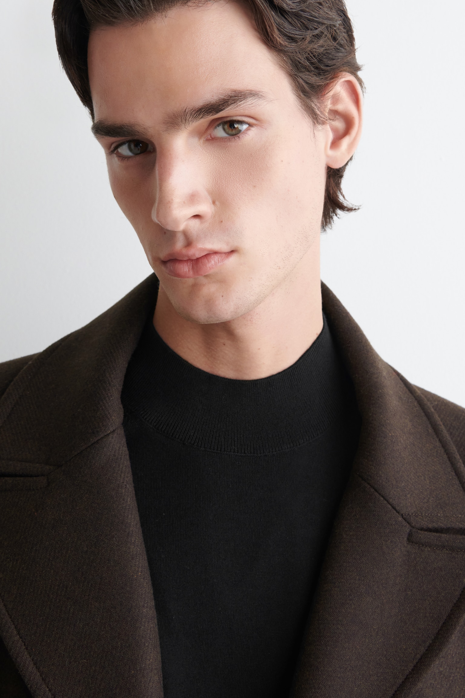 SLIM MERINO WOOL MOCK-NECK JUMPER - BLACK/TEAL - 7