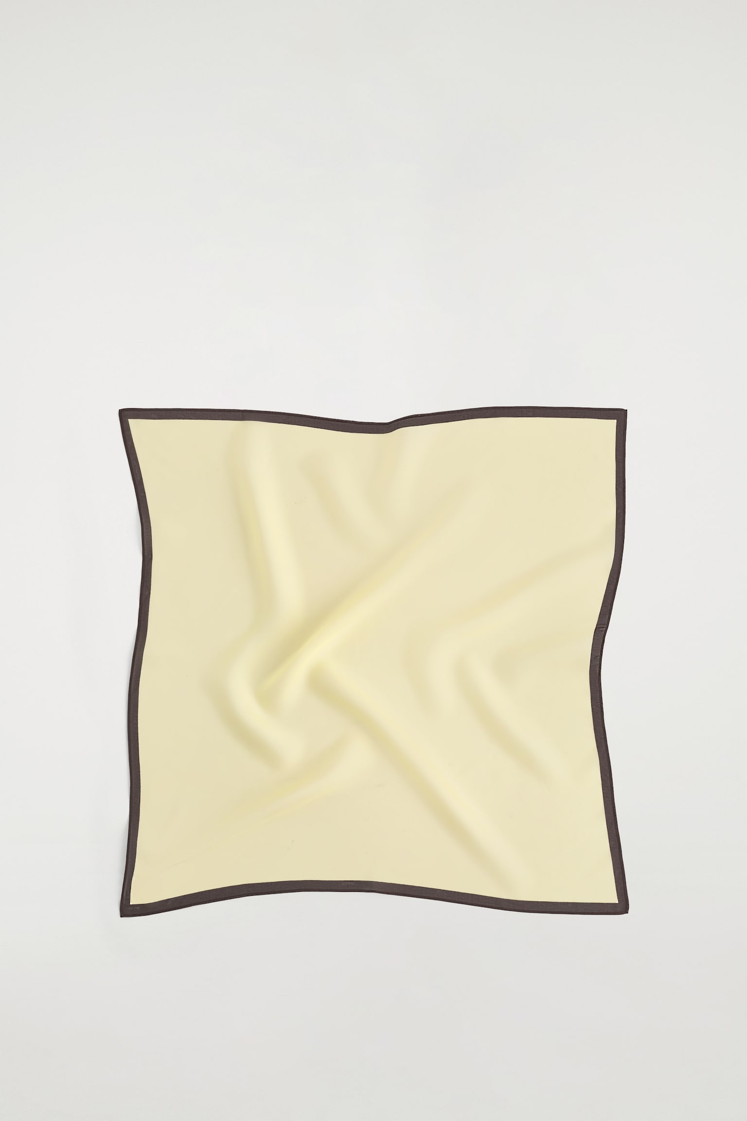 FOULARD EN SOIE ET ORGANZA - JAUNE BEURRE / MARRON - 1