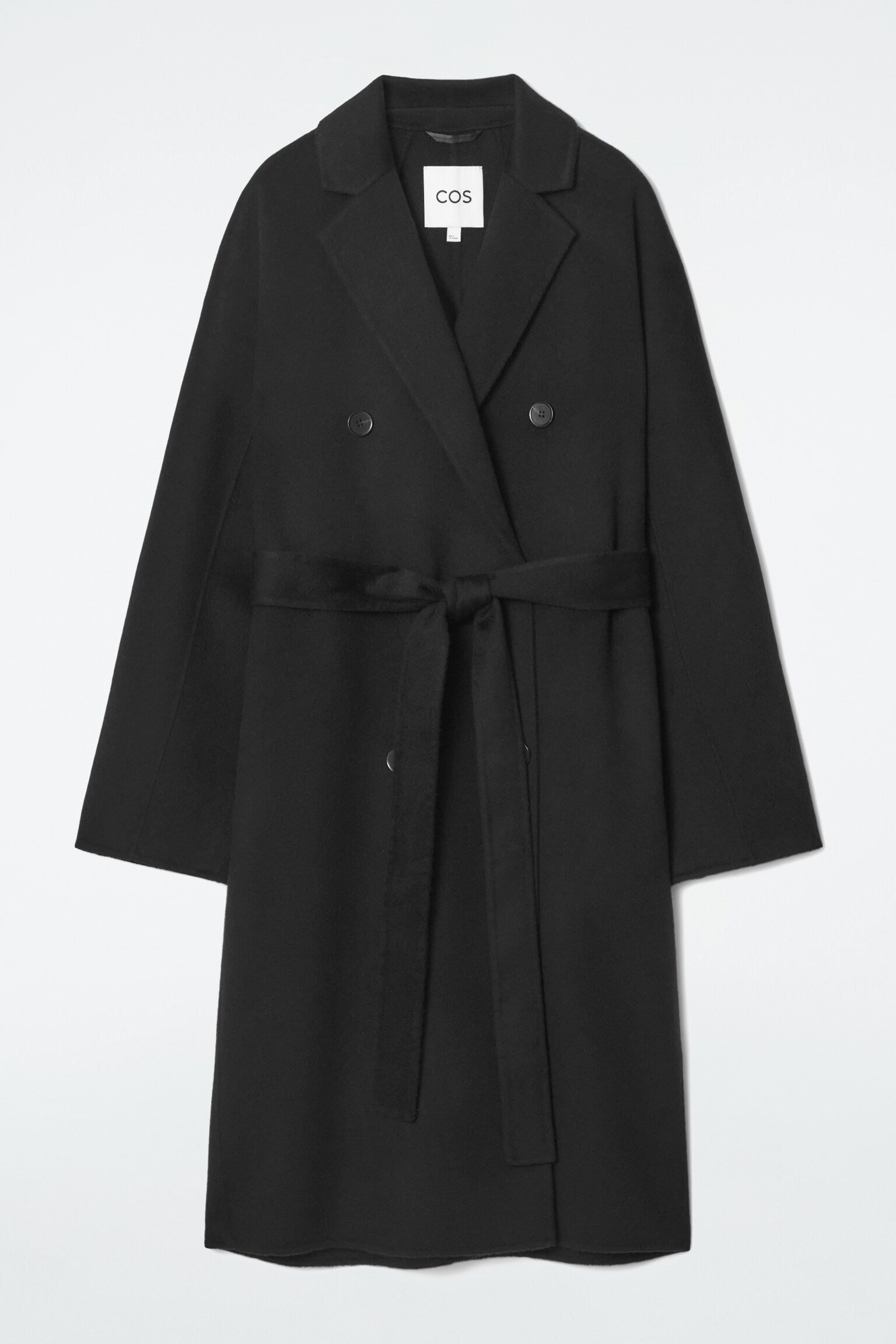 MANTEAU OVERSIZE CROISÉ EN LAINE - NOIR