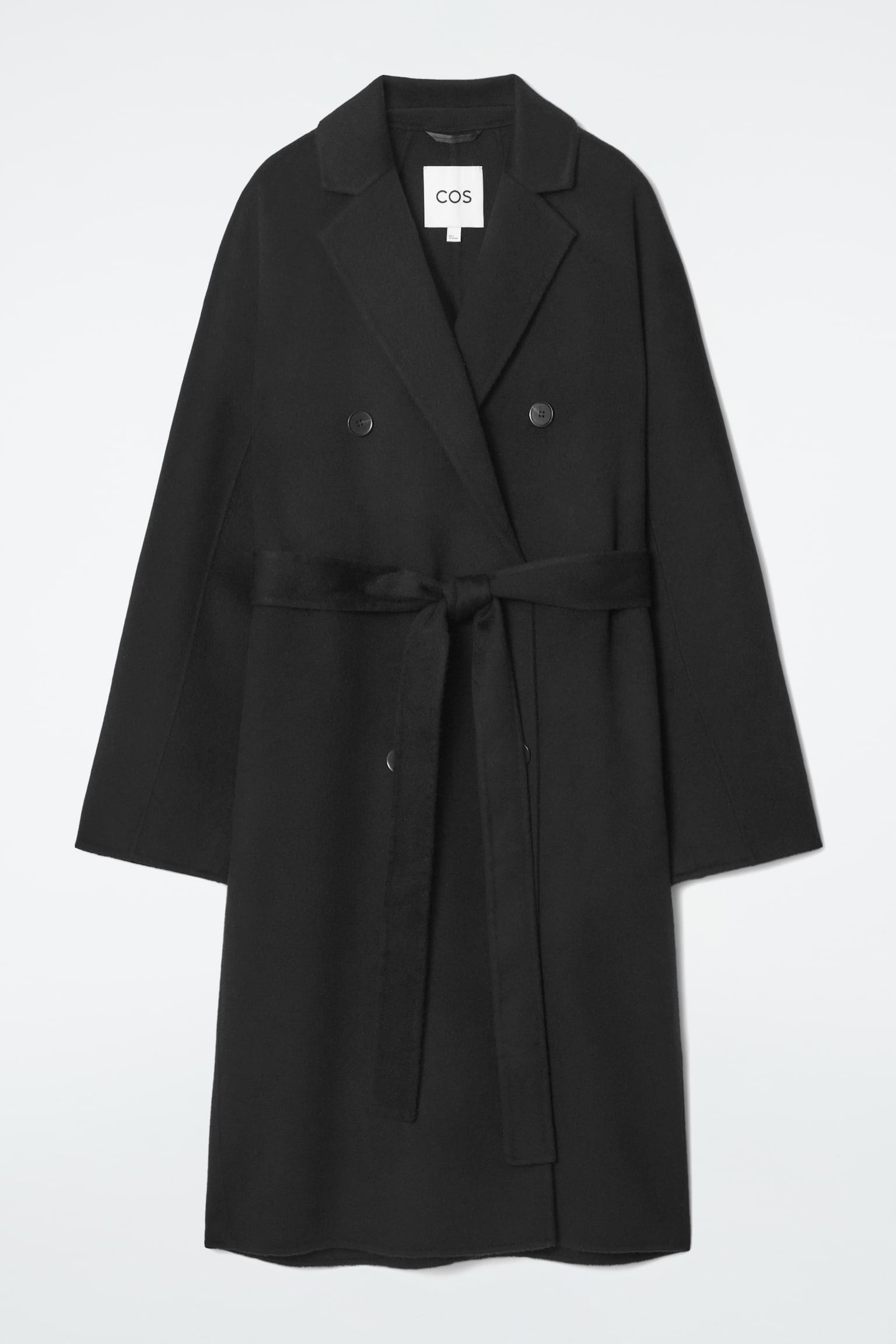 OVERSIZED DOUBLE-BREASTED WOOL COAT - BLACK