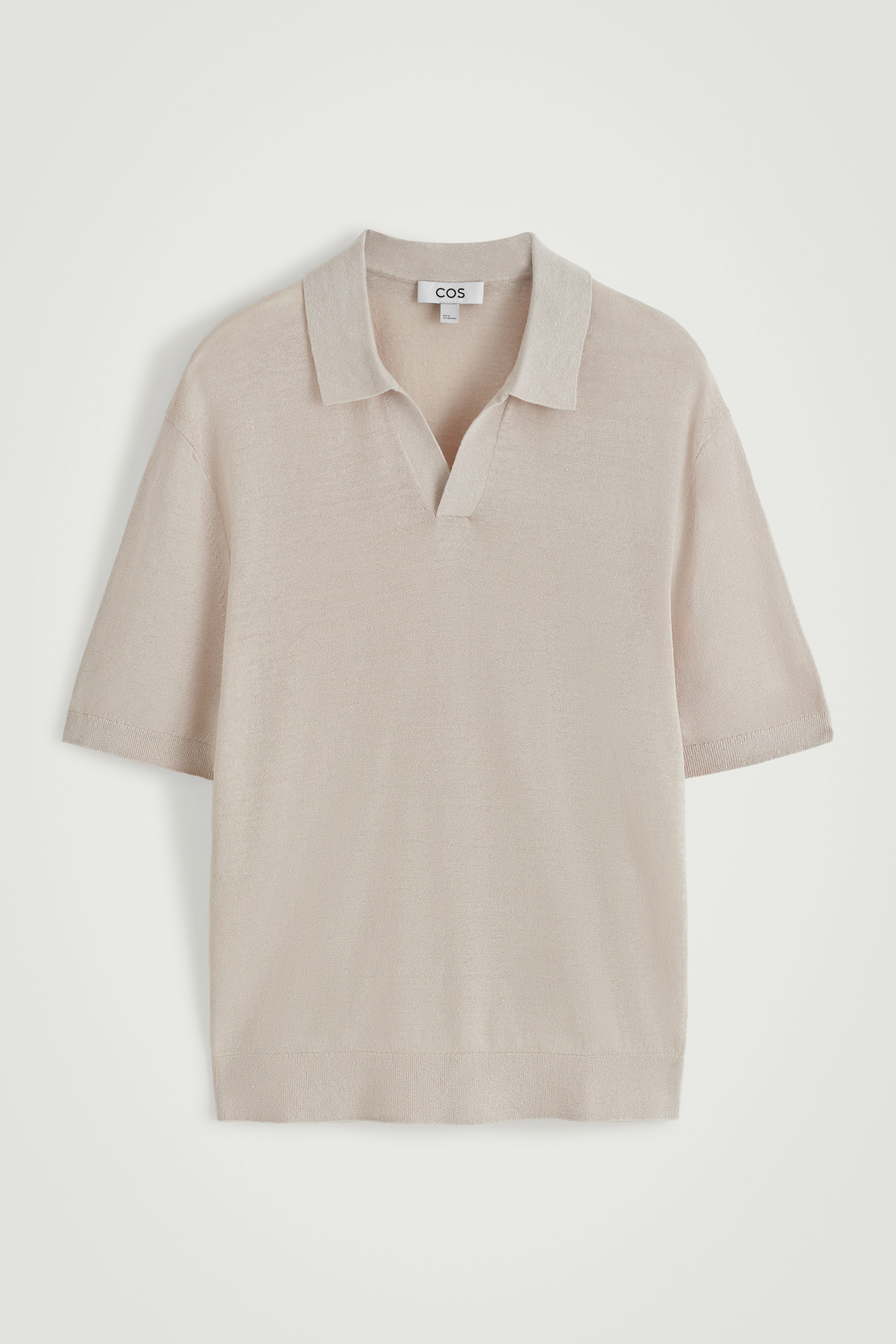 KNITTED LINEN POLO SHIRT - BEIGE | COS