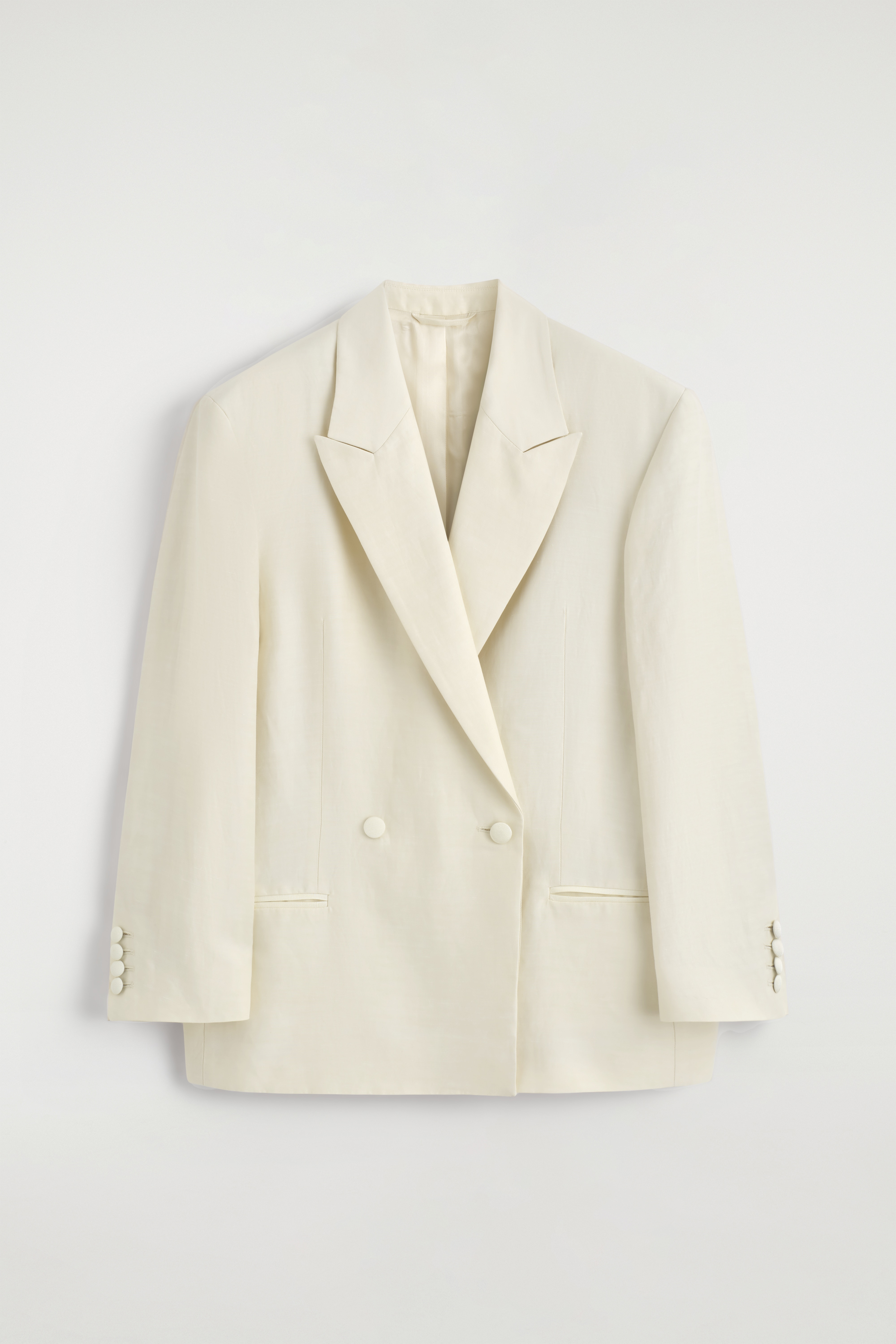 LINEN-BLEND TUXEDO BLAZER - ECRU
