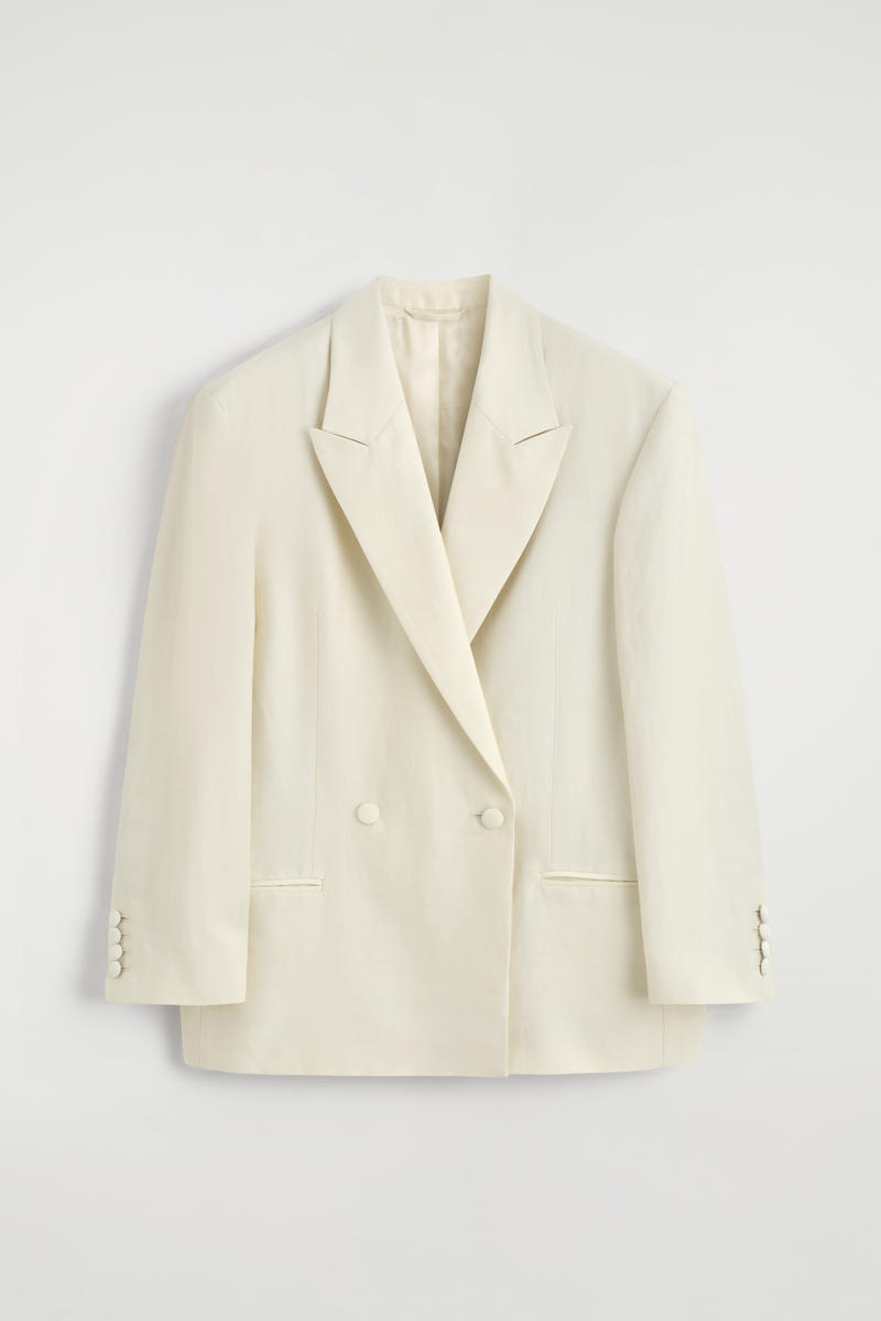 Linen-Blend Tuxedo Blazer