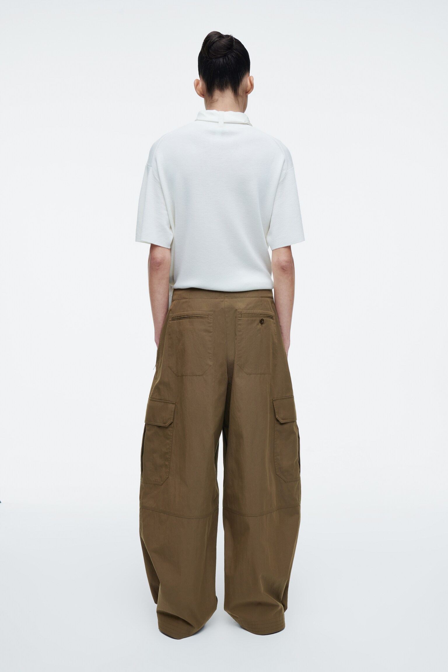 UTILITY BARREL-LEG TROUSERS - BROWN/DARK GREEN - 8