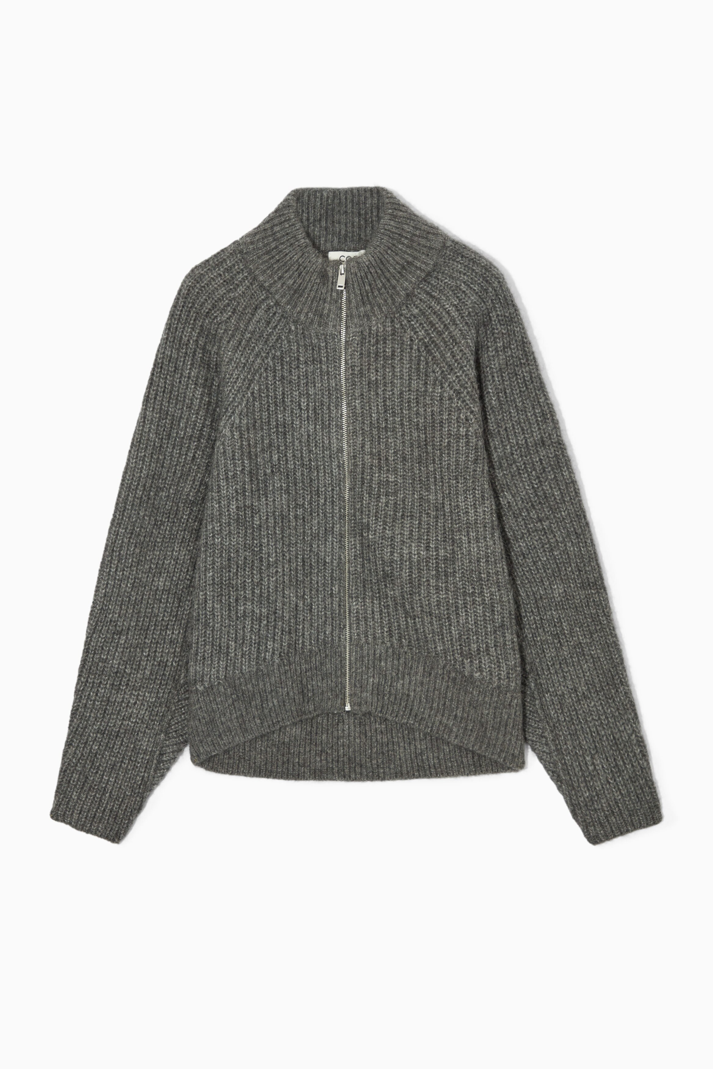 トップス ag by experiment zip up knit cardigan Oversized Beige Cable Knit Zip-Up Hoodie - Grunge & Retro