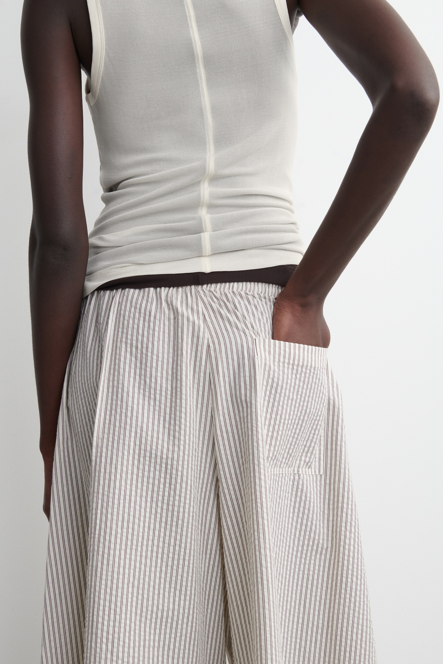 CULOTTES DE ALGODÓN CON TEXTURA - MARFIL / MARRÓN / RAYAS/NEGRO - 6