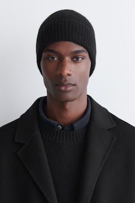 PURE CASHMERE BEANIE — BLACK 2