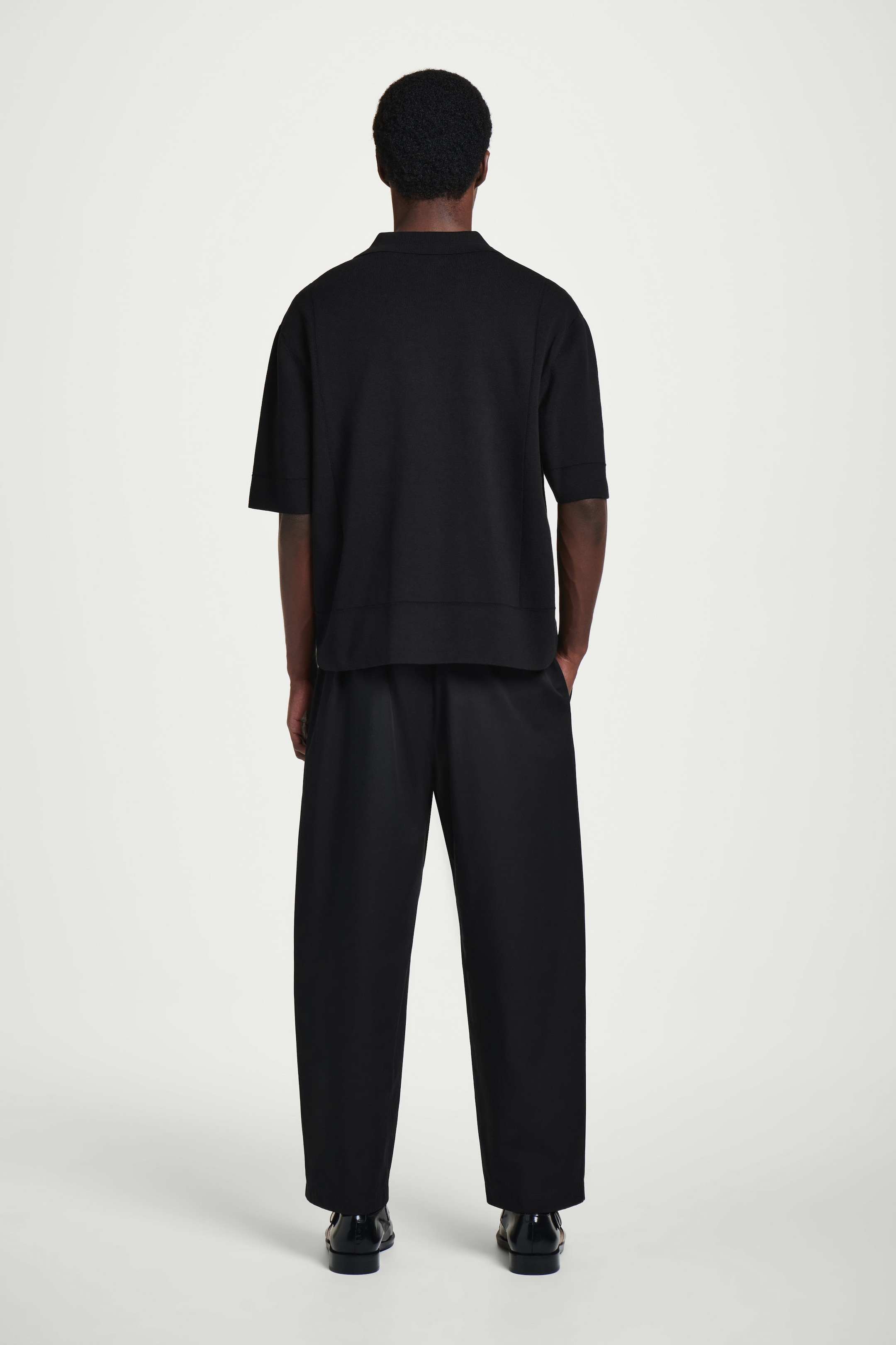 CROPPED ELASTICATED WIDE-LEG TROUSERS