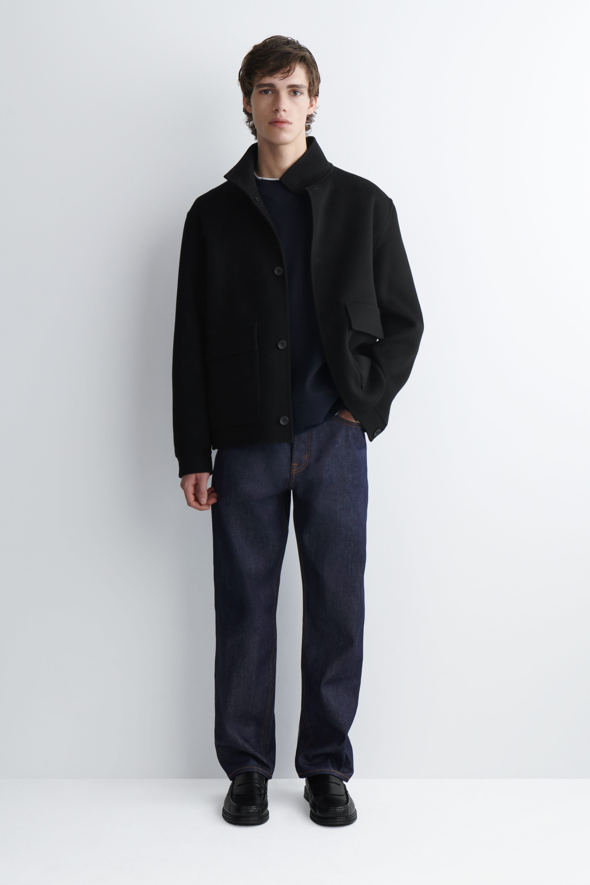 CORDUROY-JERSEY SWEATSHIRT - NAVY | COS US